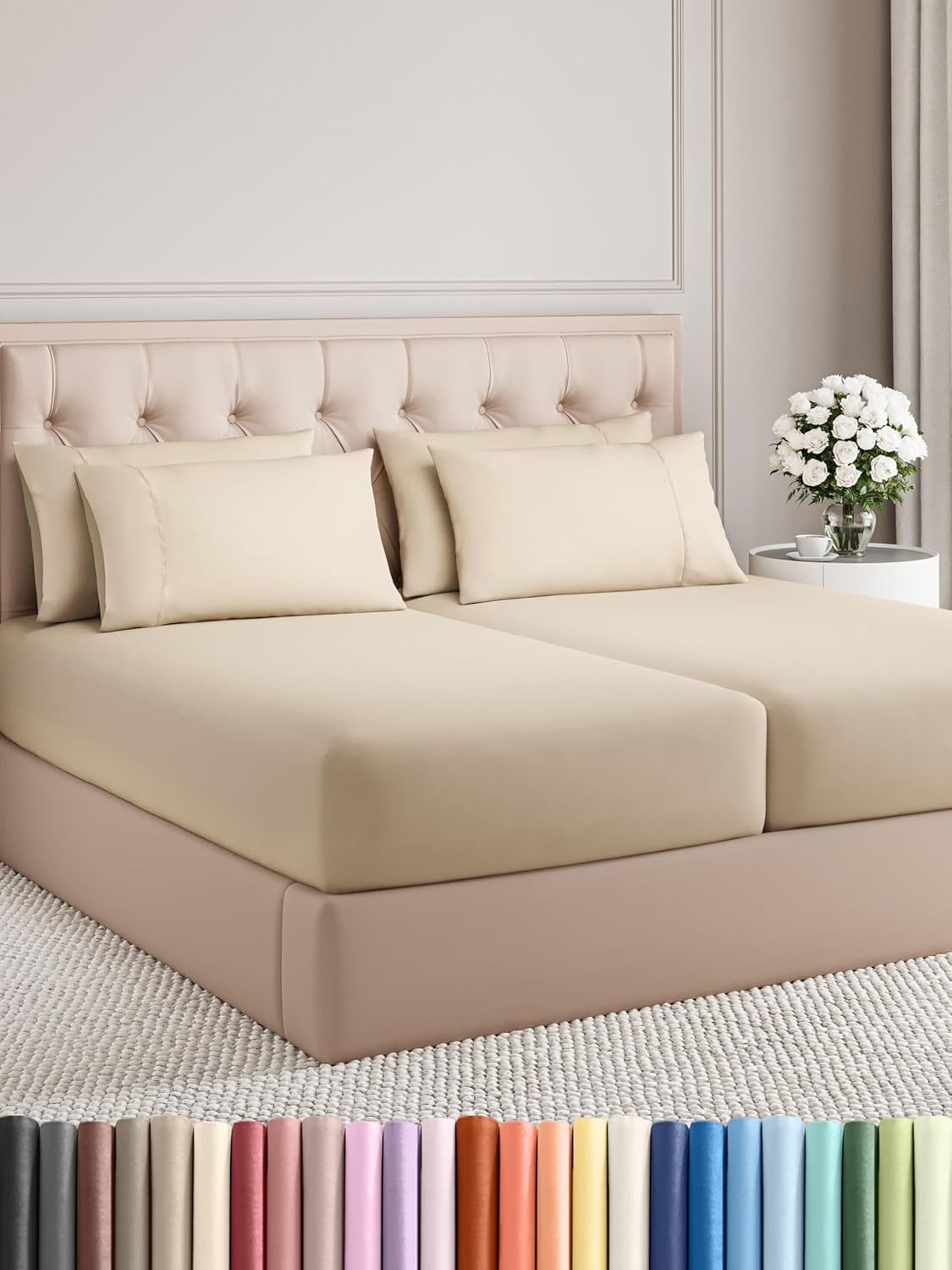 King 6 Piece Sheet Set - Cooling and Breathable Bed Sheets - Hotel Luxury Bed Sheets for Women, Men, Kids & Teens - Bedding with Deep Pockets & Easy Fit - Soft and Wrinkle Free - King Dark Grey Sheets - Image 113