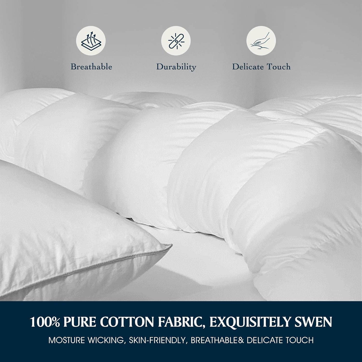 Serta Goose Feather Down Fiber Cotton Comforter King Size - 100% Cotton Duvet Insert - Hotel Luxury Hypoallergenic Bedding Comforter Extra Warmth 106 x 90 Inch White - Image 5