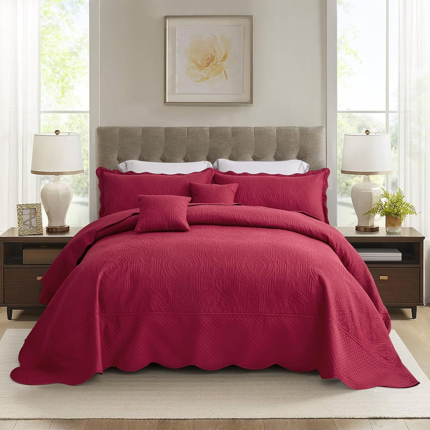 HZ & HY Oversized King Bedspread 128x120 Extra Wide, Quilted Coverlet Bedding Set, Lightweight Thin Comforter, Reversible, 5 Piece, 100% Microfiber, Mocha - Image 29