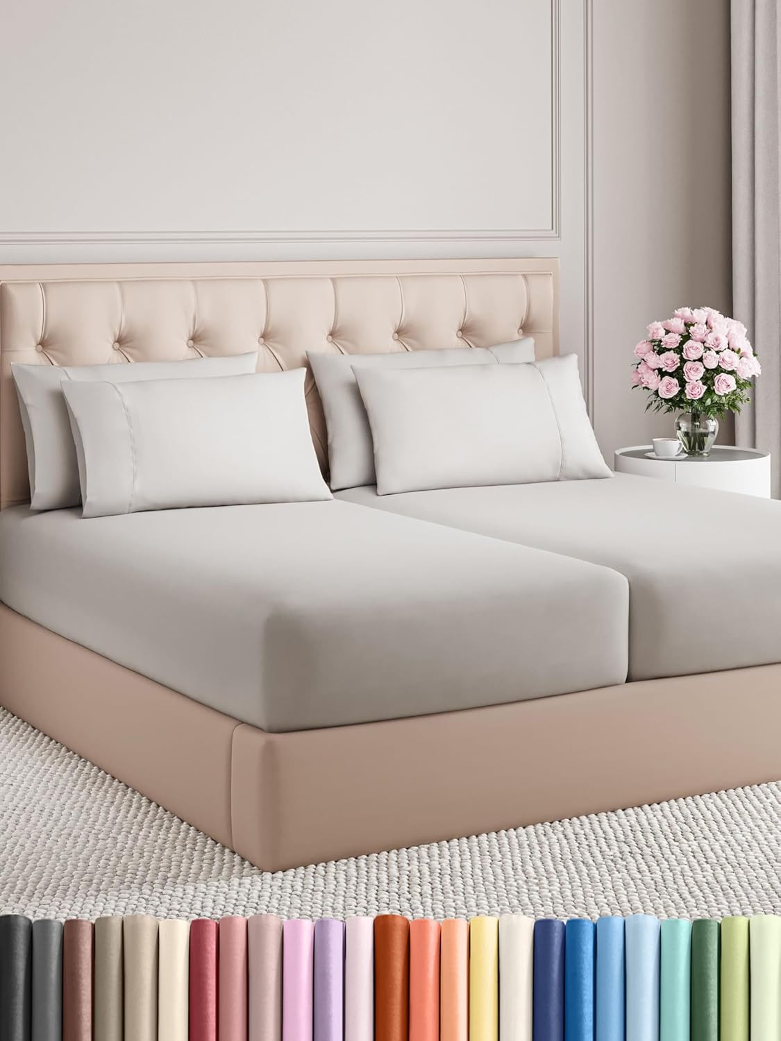 King 6 Piece Sheet Set - Cooling and Breathable Bed Sheets - Hotel Luxury Bed Sheets for Women, Men, Kids & Teens - Bedding with Deep Pockets & Easy Fit - Soft and Wrinkle Free - King Dark Grey Sheets - Image 103