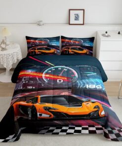 Feelyou Boys Race Car Twin Size Bedding Set Kids Racing Car Comforter Extreme Sports Comforter Set for Teens Cool Car Comforter Car Room Decor Car Sports Quilt Set 1 Comforter Set with 1 Pillowcase