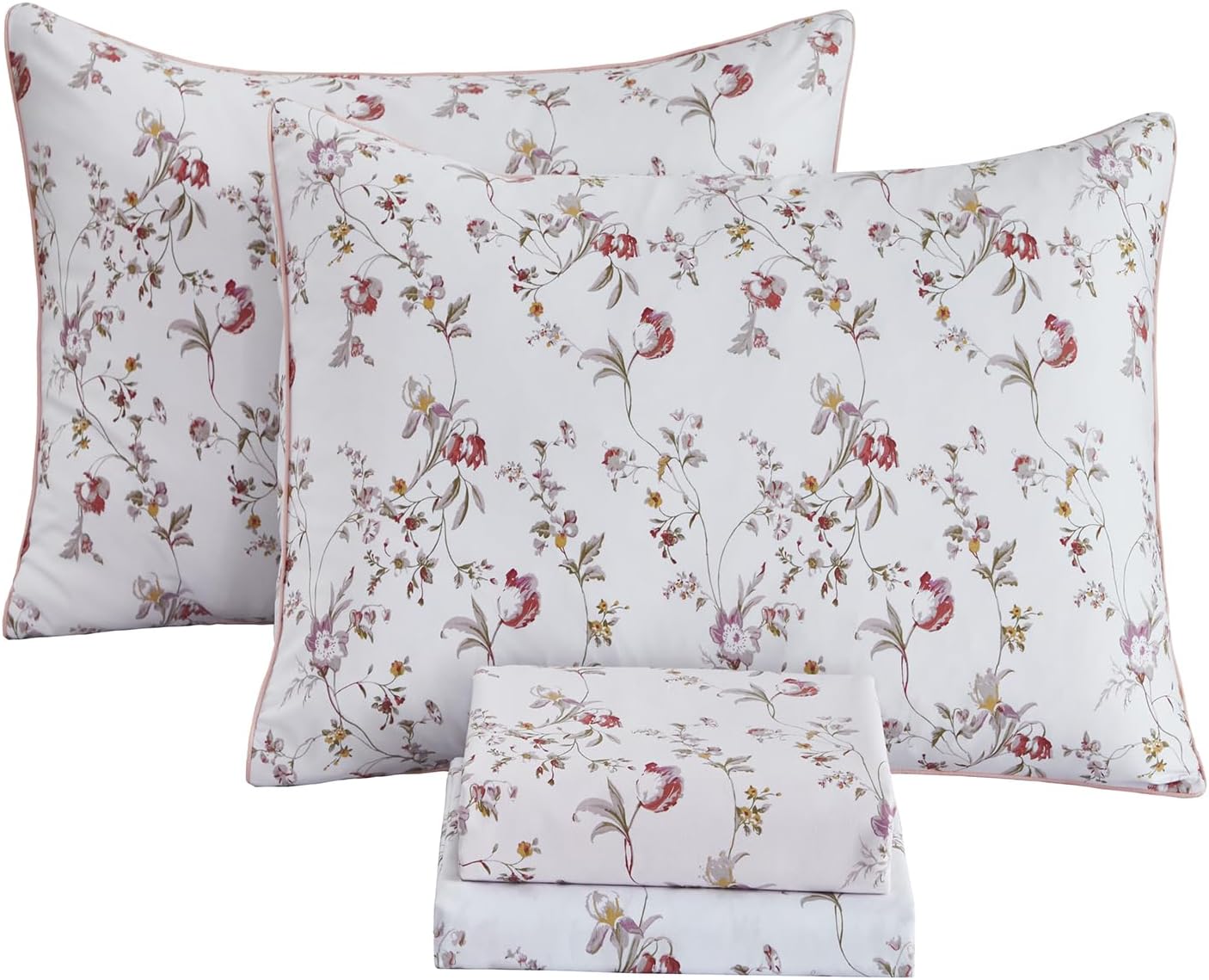 FADFAY Shabby Floral Bedding Elegant Peony Sheets Set Luxury Bedding Collections 100% Egyptian Cotton Deep Pocket, 4 Piece-King Size - Image 14