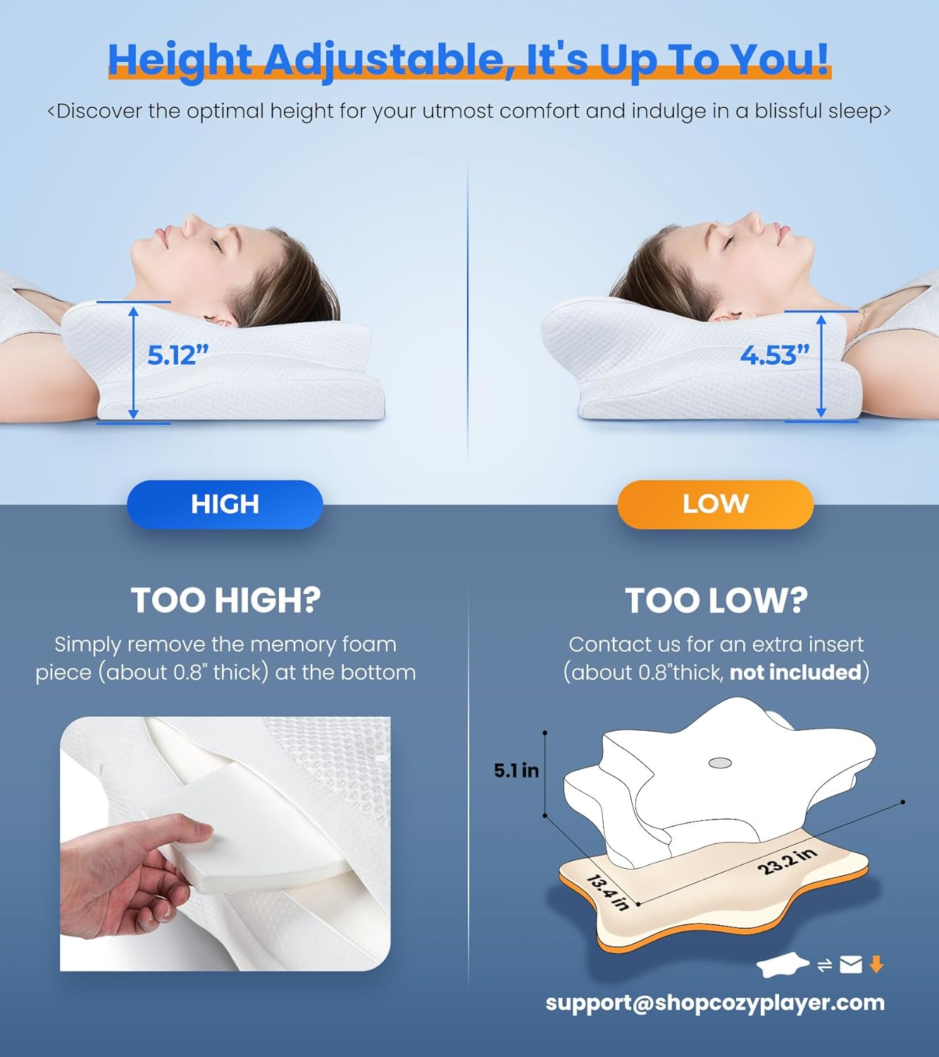 Ultra Pain Relief Cooling Pillow for Neck Support, Adjustable Cervical Pillow Cozy Sleeping, Odorless Ergonomic Contour Memory Foam Pillows, Orthopedic Bed Pillow for Side Back Stomach Sleeper - Image 4