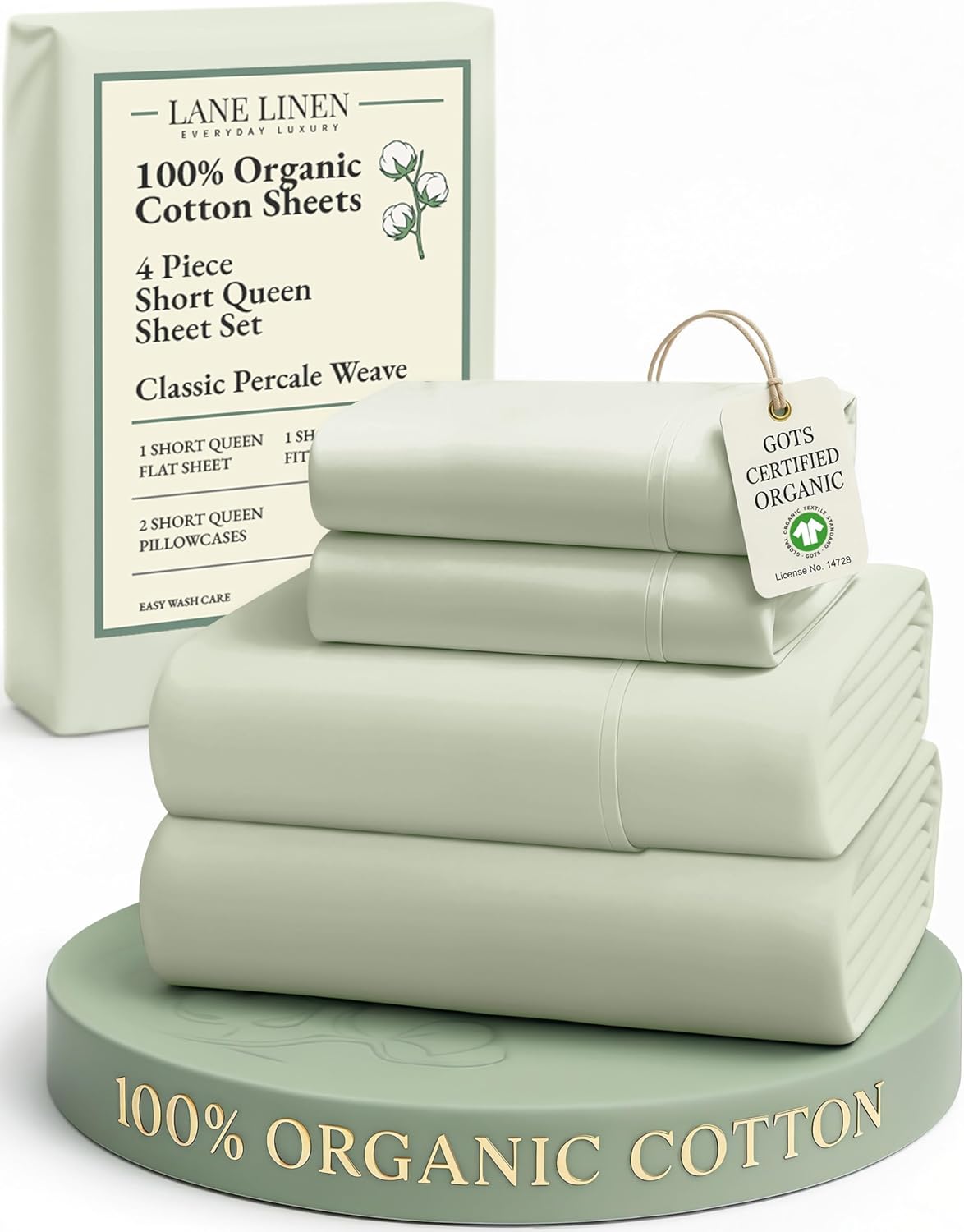 LANE LINEN 100% Organic Cotton King Size Sheets Set, Soft & Comfy All Season Breathable Sheets King Size, Percale Weave Fully Elasticized Eco Friendly Naturally Cooling King White Bed Sheets - Image 90