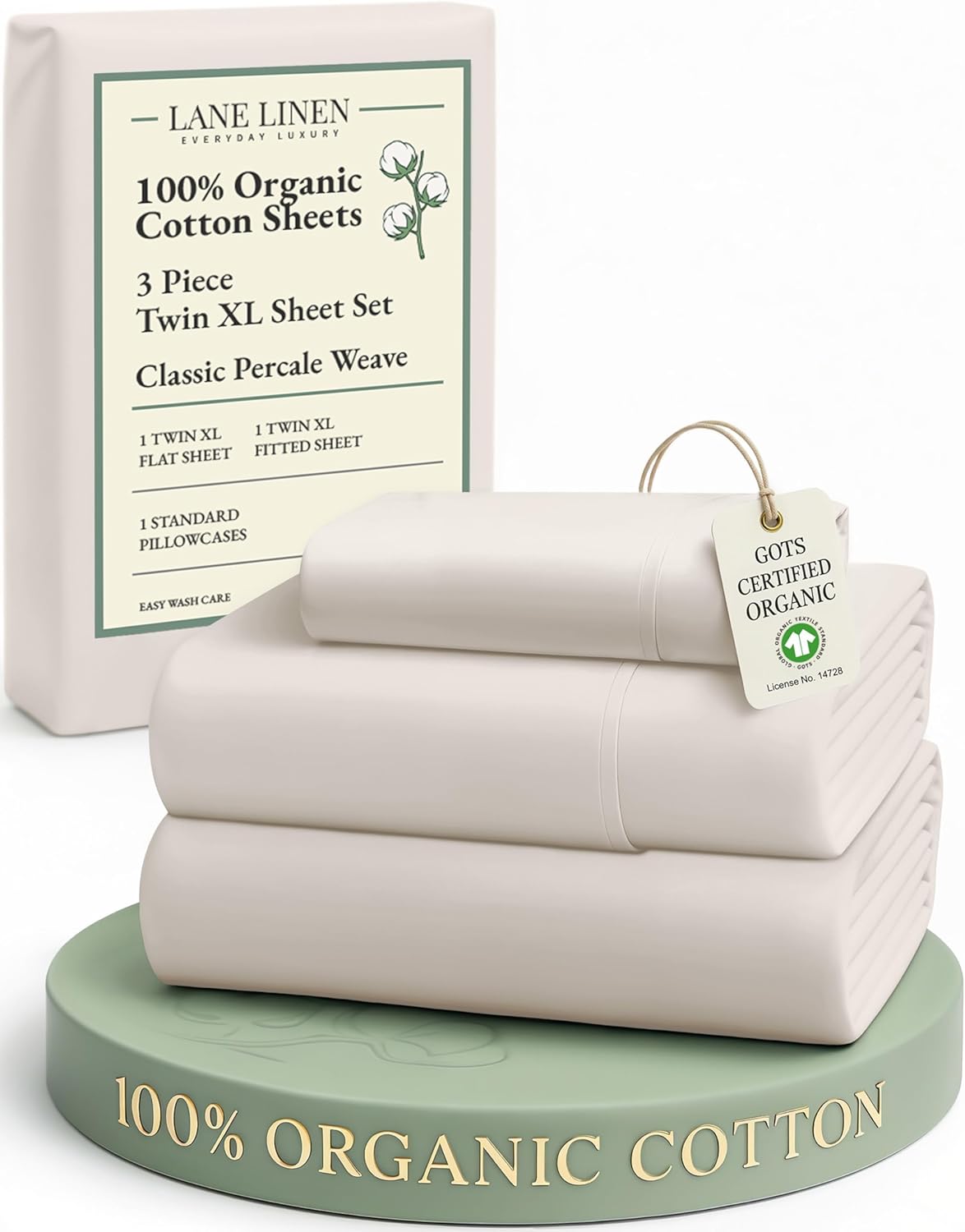 LANE LINEN 100% Organic Cotton King Size Sheets Set, Soft & Comfy All Season Breathable Sheets King Size, Percale Weave Fully Elasticized Eco Friendly Naturally Cooling King White Bed Sheets - Image 57