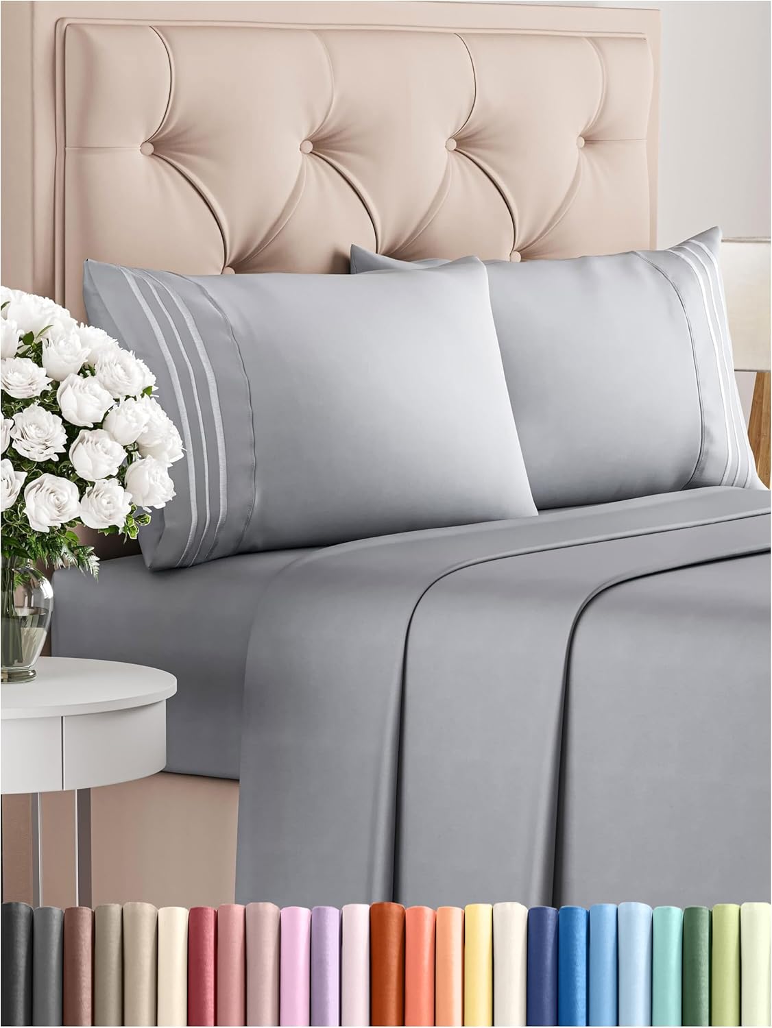 King Size 4 Piece Sheet Set - Comfy Breathable & Cooling Bed Sheets Set - Hotel Luxury Bedding for Women, Men, Kids, Teens, Boys & Girls - Deep Pockets, Soft and Wrinkle Free - Oeko-Tex - French Grey - Image 58