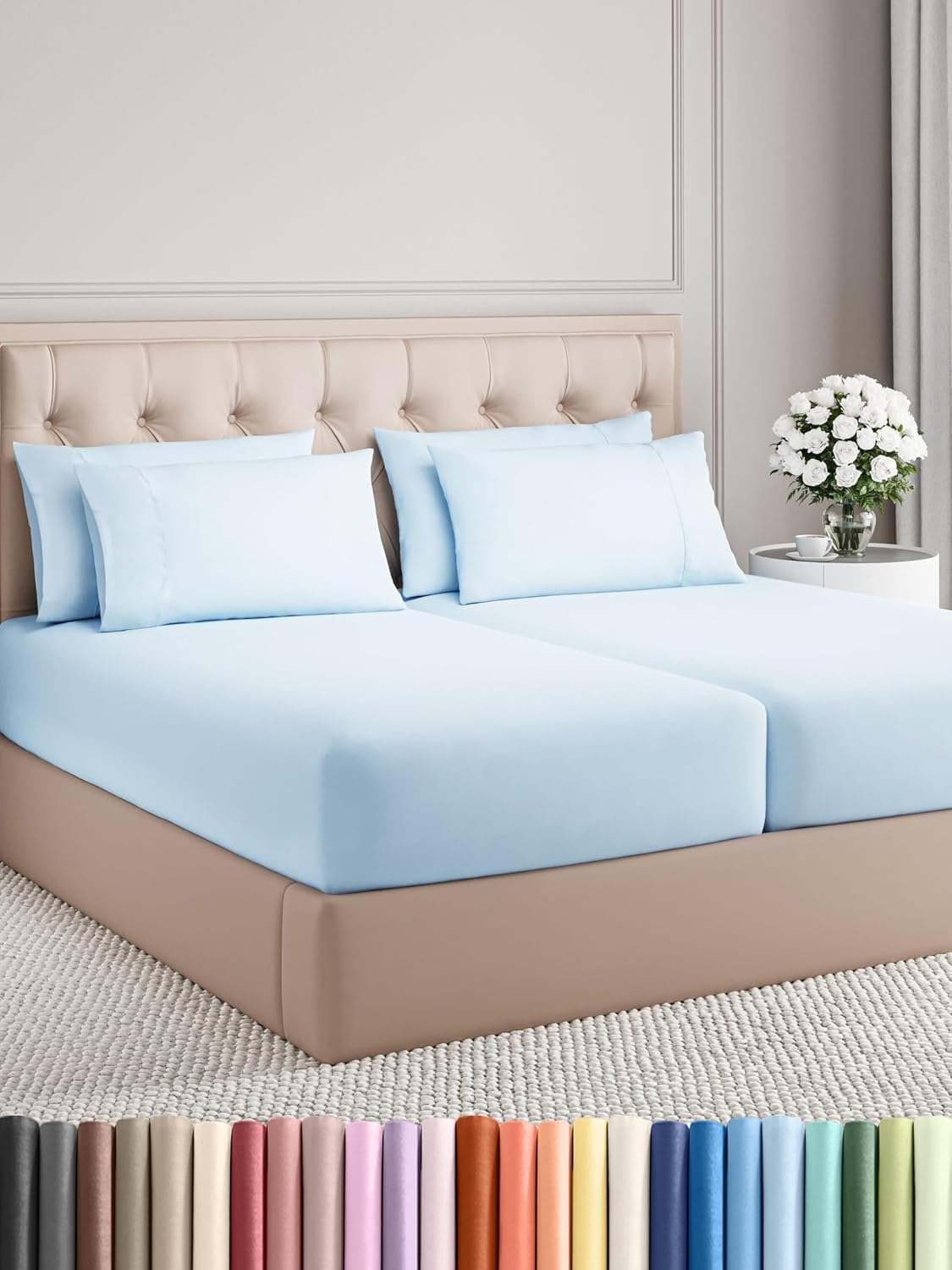 King 6 Piece Sheet Set - Cooling and Breathable Bed Sheets - Hotel Luxury Bed Sheets for Women, Men, Kids & Teens - Bedding with Deep Pockets & Easy Fit - Soft and Wrinkle Free - King Dark Grey Sheets - Image 118