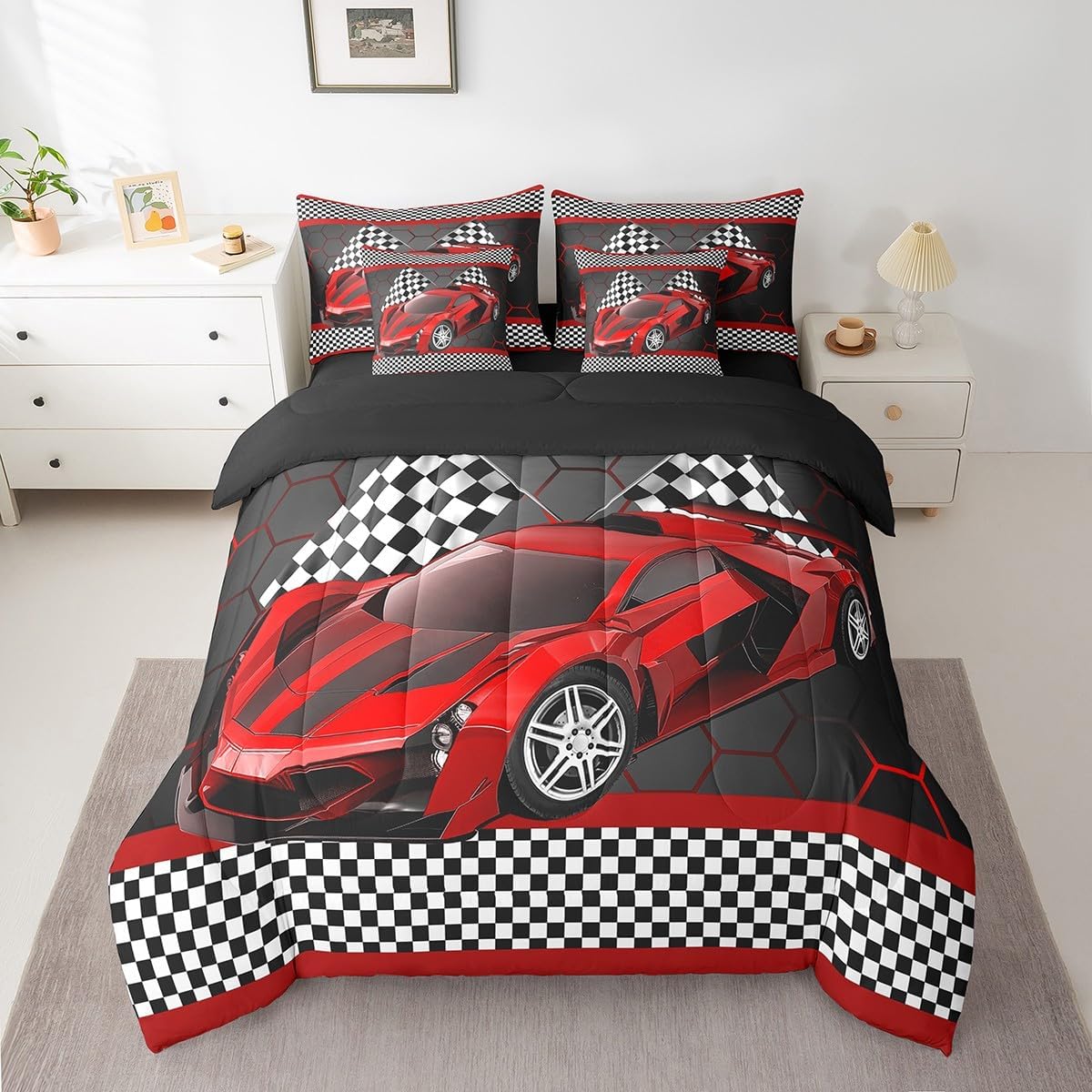Feelyou Gamer Bedding Set Gamepad Comforter Set with Sheets 7 Piece for Boys Gaming Gifts Bed in a Bag Full Game Controller Red Bed Set with Comforter,Sheets,Cushion Covers - Image 35