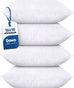 Utopia Bedding Throw Pillows (Set of 4, White), 18 x 18 Inches Pillows for Sofa, Bed and Couch Decorative Stuffer Pillow