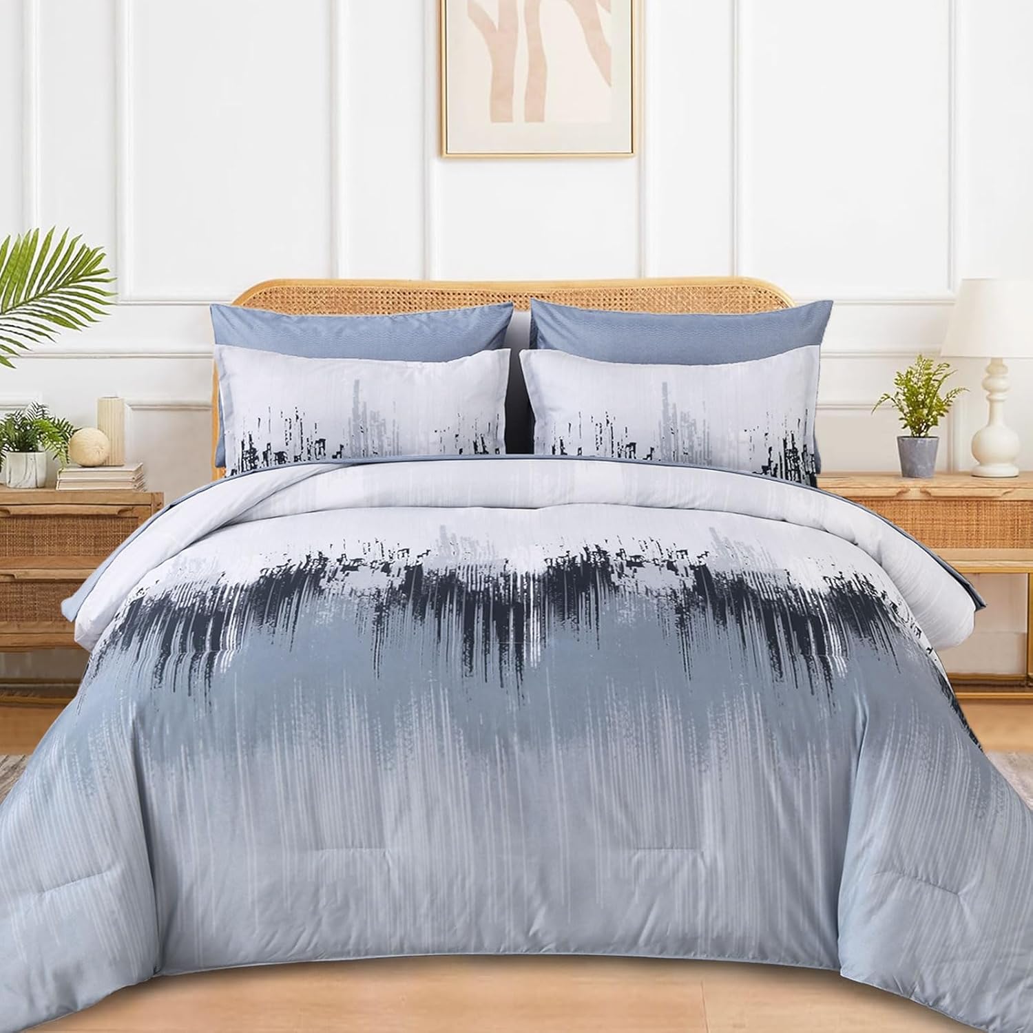 WONGS BEDDING Comforter Set King, Thanksgiving Burnt Orange 7 Pieces Bed in a Bag Abstract Gradient Soft Microfiber Fall Terracotta Bedding Set with Flat Sheet, Fitted Sheet, Pillow Shams, Pillowcases - Image 11