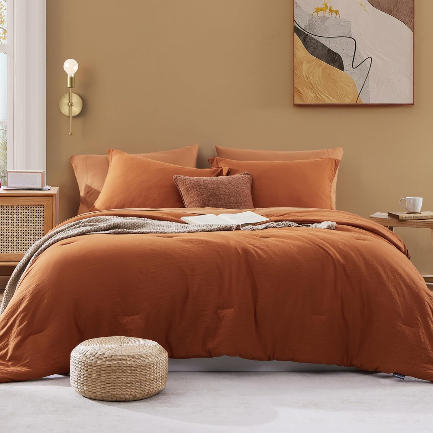 WRENSONGE Queen Comforter Set - 7 Pieces Sage Green Soft Bed in a Bag Queen with Fitted Sheet, Flat Sheet, 2 Pillow Shams, and 2 Pillowcases- Warm Bedding Sets Queen for All Season - Image 20