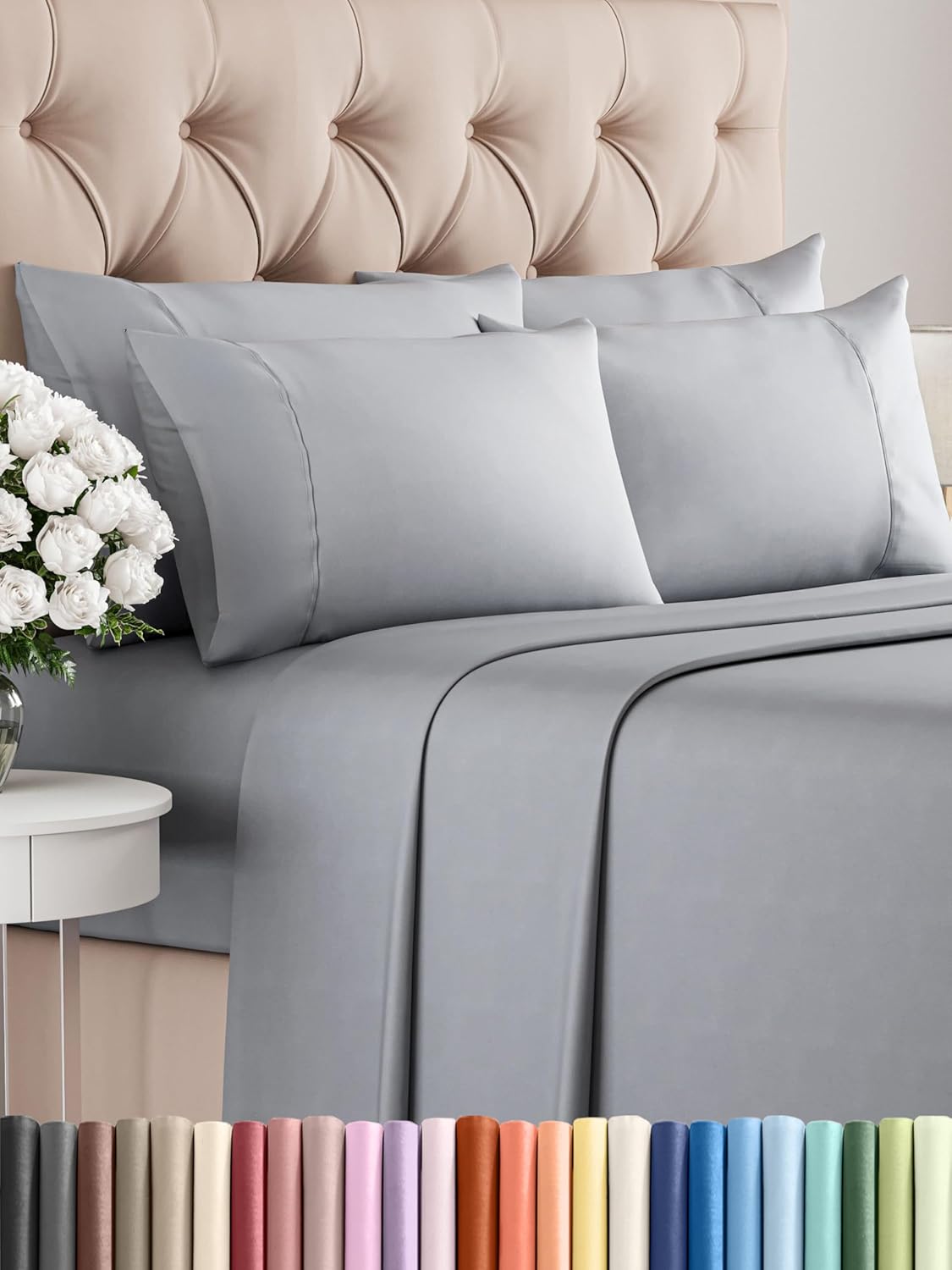 King 6 Piece Sheet Set - Cooling and Breathable Bed Sheets - Hotel Luxury Bed Sheets for Women, Men, Kids & Teens - Bedding with Deep Pockets & Easy Fit - Soft and Wrinkle Free - King Dark Grey Sheets - Image 56