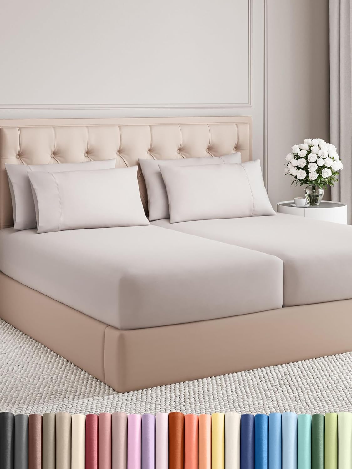 King 6 Piece Sheet Set - Cooling and Breathable Bed Sheets - Hotel Luxury Bed Sheets for Women, Men, Kids & Teens - Bedding with Deep Pockets & Easy Fit - Soft and Wrinkle Free - King Dark Grey Sheets - Image 104