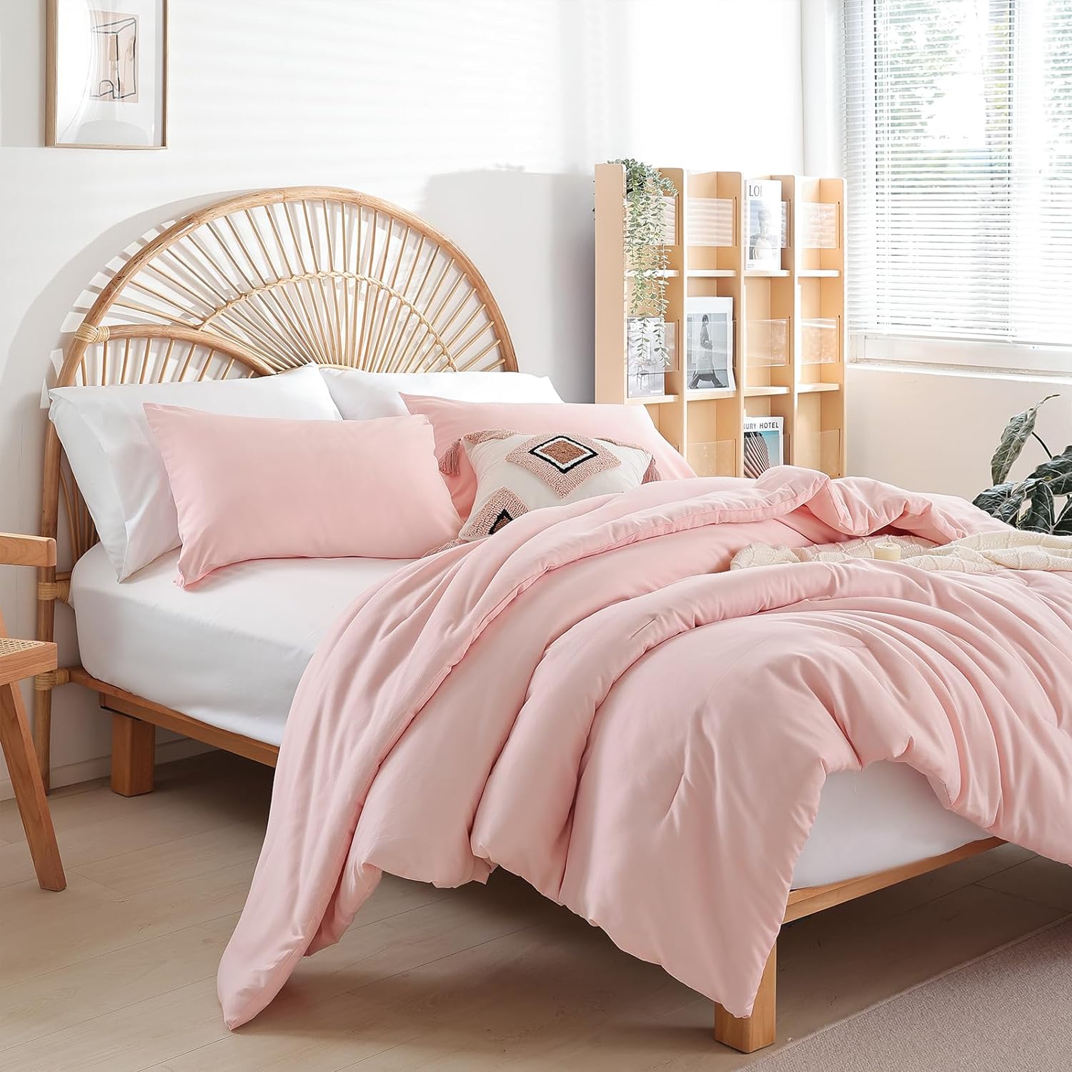 weigelia Pink Comforter Full Size Set – Soft All-Season Bedding with 300GSM Fluffy Microfiber, Includes 2 Matching Pillowcases – Elegant Blush Pink Comforter for Girls, Teens, and Women - Image 6
