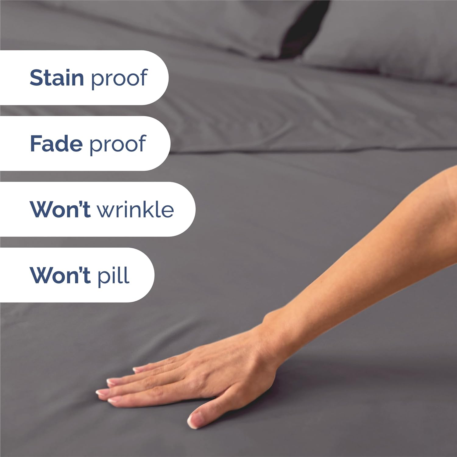 King 6 Piece Sheet Set - Cooling and Breathable Bed Sheets - Hotel Luxury Bed Sheets for Women, Men, Kids & Teens - Bedding with Deep Pockets & Easy Fit - Soft and Wrinkle Free - King Dark Grey Sheets - Image 5