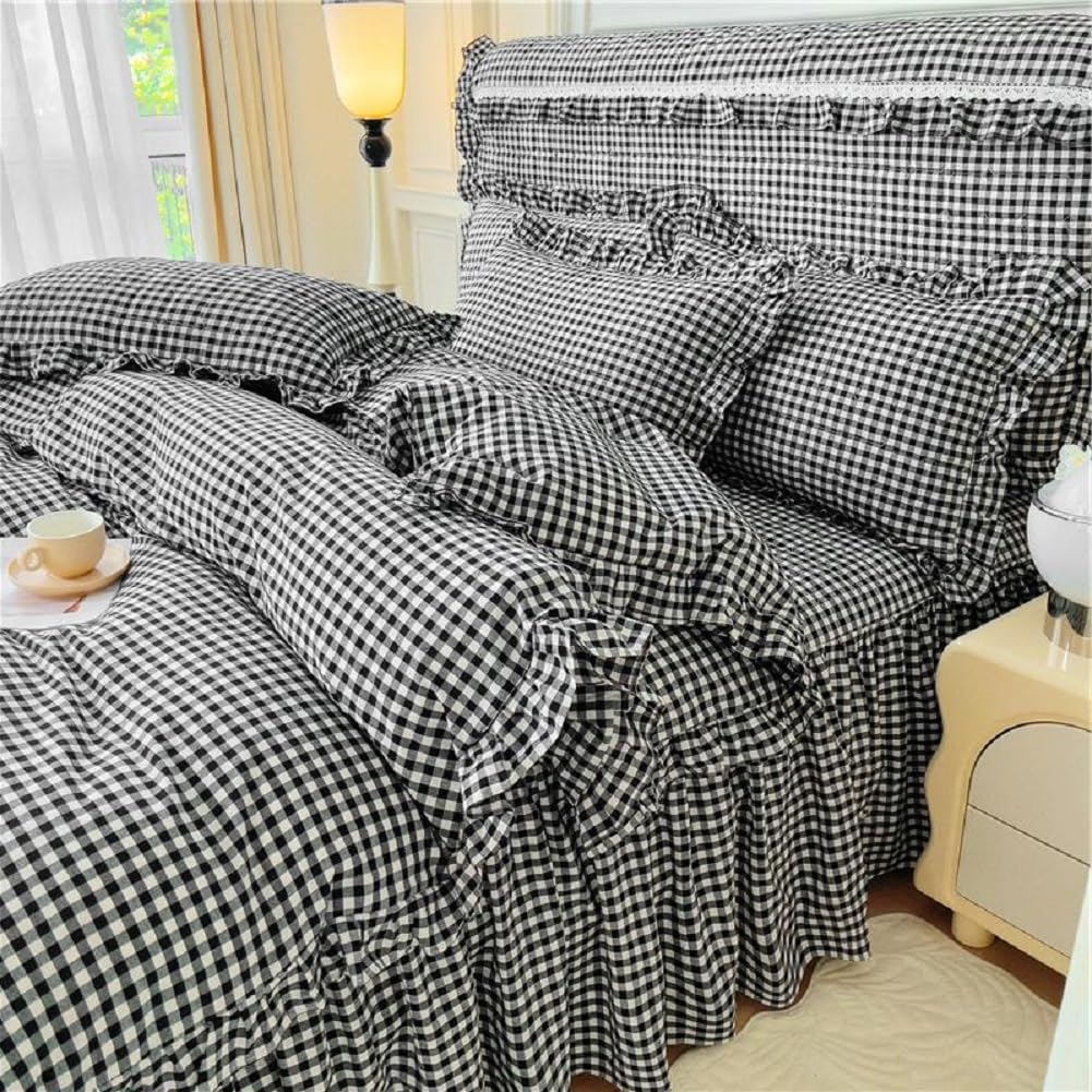 LifeTB Queen Comforter Set Tan Gingham Comforter Modern Style Beige Plaid Comforter Set 3 Pieces Fluffy Grid Checkered Comforter with 2 Pillowcases Boho Gingham Bedding Set Queen Size - Image 26