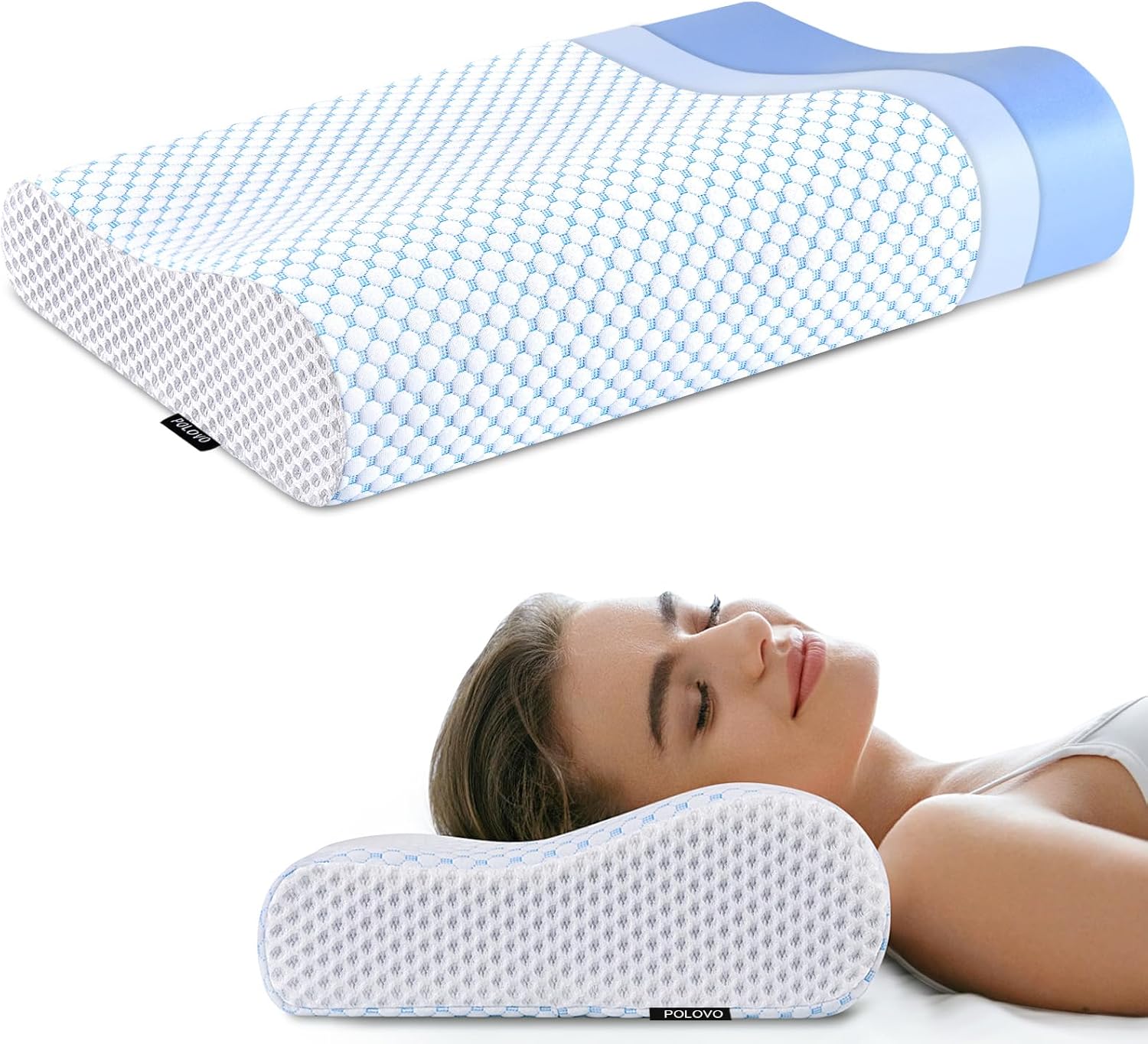Memory Foam Bed Pillow for Sleeping, Ergonomic Cervical Contour Neck Support Orthopedic Pillow for Side Back Stomach Sleeper, Neck and Shoulder Pain - Image 8