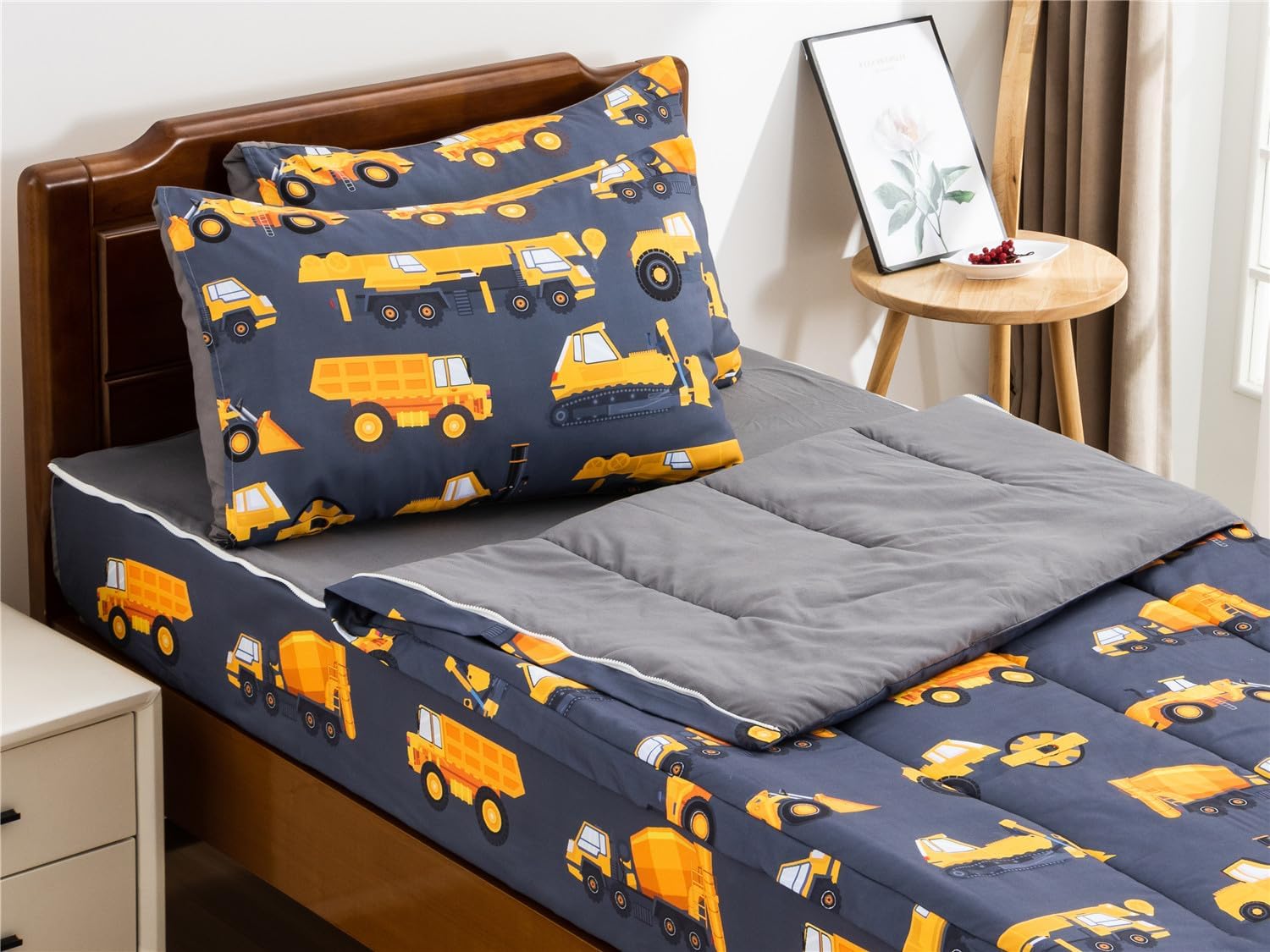 NTBED Rainbow Printed Zipper Bedding Sets Twin Lightweight Microfiber Heart Comforter Set with Fitted Sheet Pillow Covers,Beige - Image 9