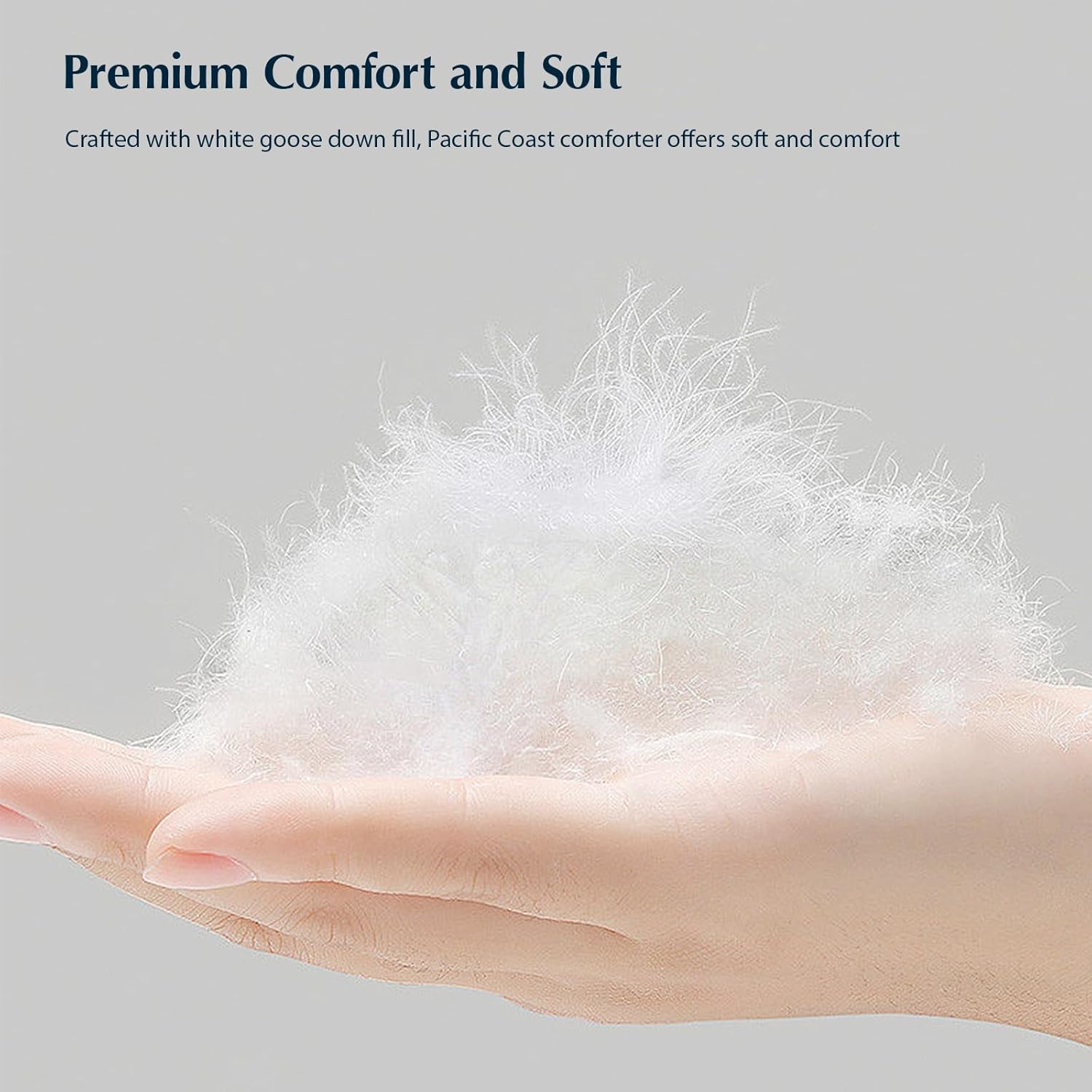 Pacific Coast Queen Comforter, White Goose Down Bed Comforter Queen Size,All Season Ultra Soft 100% Cotton Luxury Hotel Duvet Insert, 90"x90" - Image 4