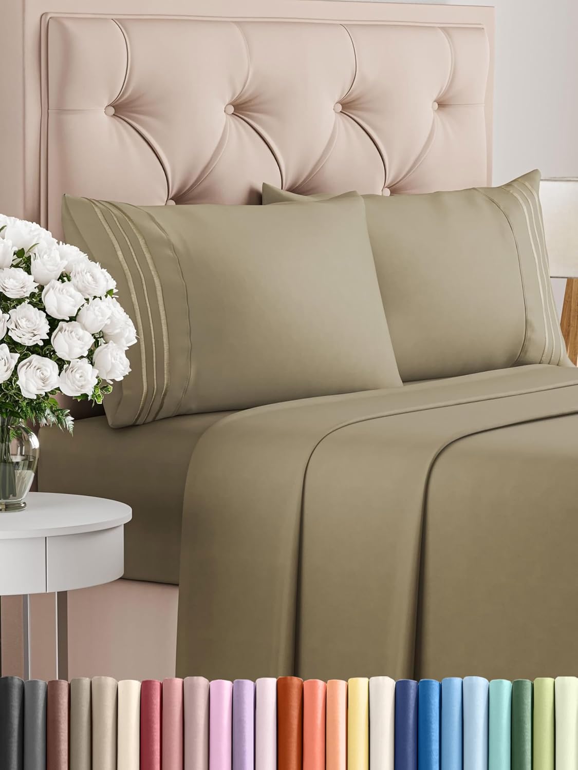 Queen Size 4 Piece Sheet Set - Comfy Breathable & Cooling Bed Sheets Set - Hotel Luxury Bedding for Women, Men, Kids, Teens, Boys & Girls - Deep Pockets, Soft and Wrinkle Free - Oeko-Tex - Sage Green - Image 69