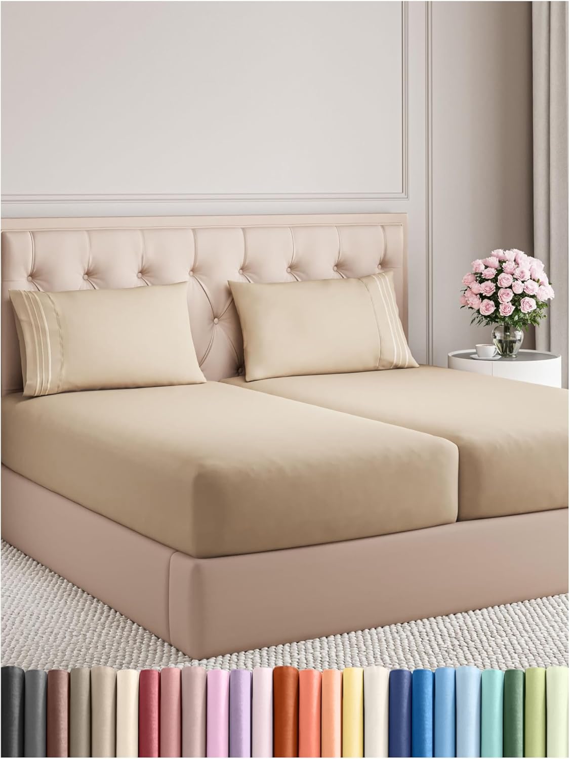 King Size 4 Piece Sheet Set - Comfy Breathable & Cooling Bed Sheets Set - Hotel Luxury Bedding for Women, Men, Kids, Teens, Boys & Girls - Deep Pockets, Soft and Wrinkle Free - Oeko-Tex - French Grey - Image 115