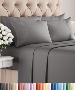 King 6 Piece Sheet Set - Cooling and Breathable Bed Sheets - Hotel Luxury Bed Sheets for Women, Men, Kids & Teens - Bedding with Deep Pockets & Easy Fit - Soft and Wrinkle Free - King Dark Grey Sheets