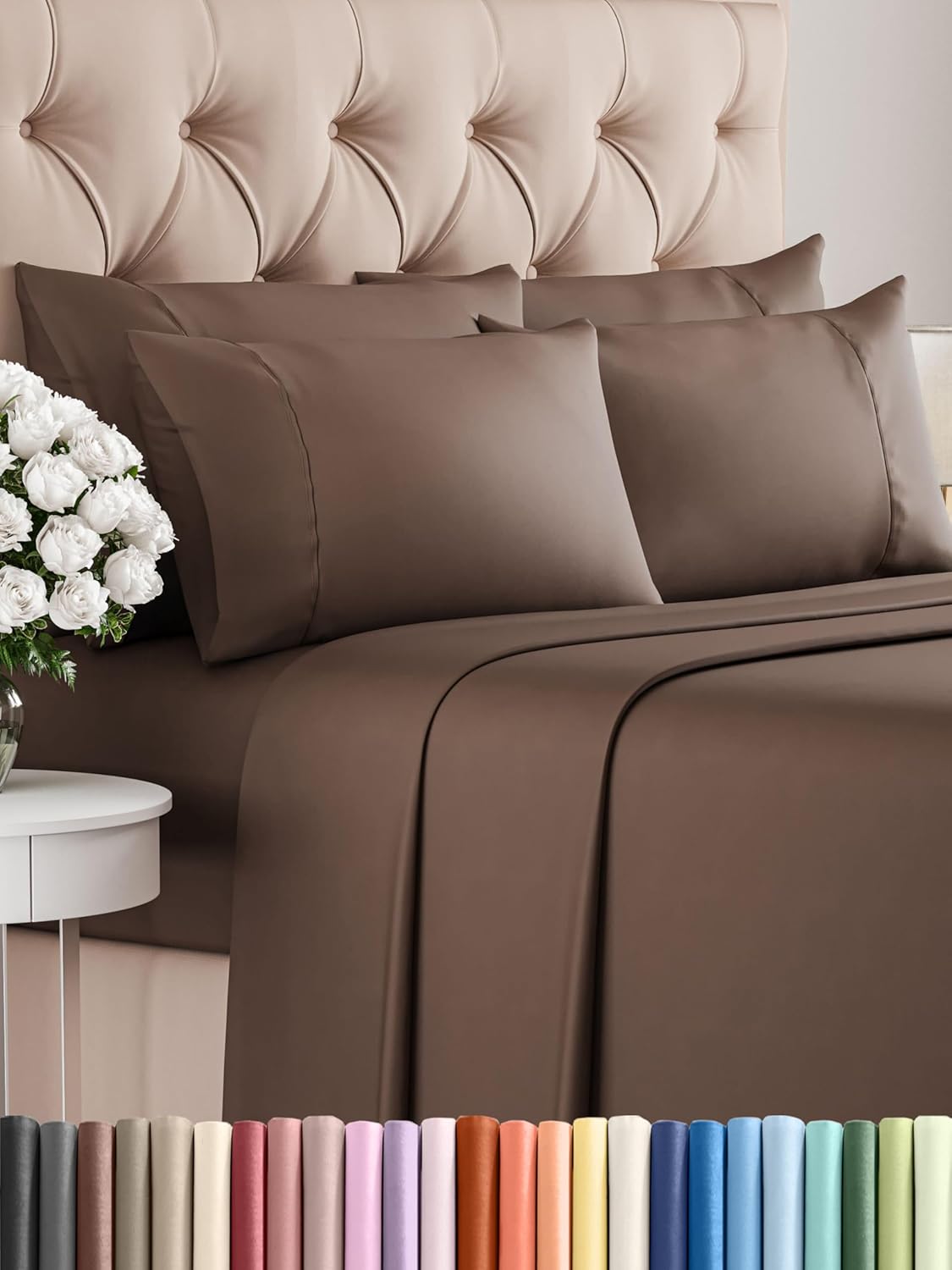 King 6 Piece Sheet Set - Cooling and Breathable Bed Sheets - Hotel Luxury Bed Sheets for Women, Men, Kids & Teens - Bedding with Deep Pockets & Easy Fit - Soft and Wrinkle Free - King Dark Grey Sheets - Image 64