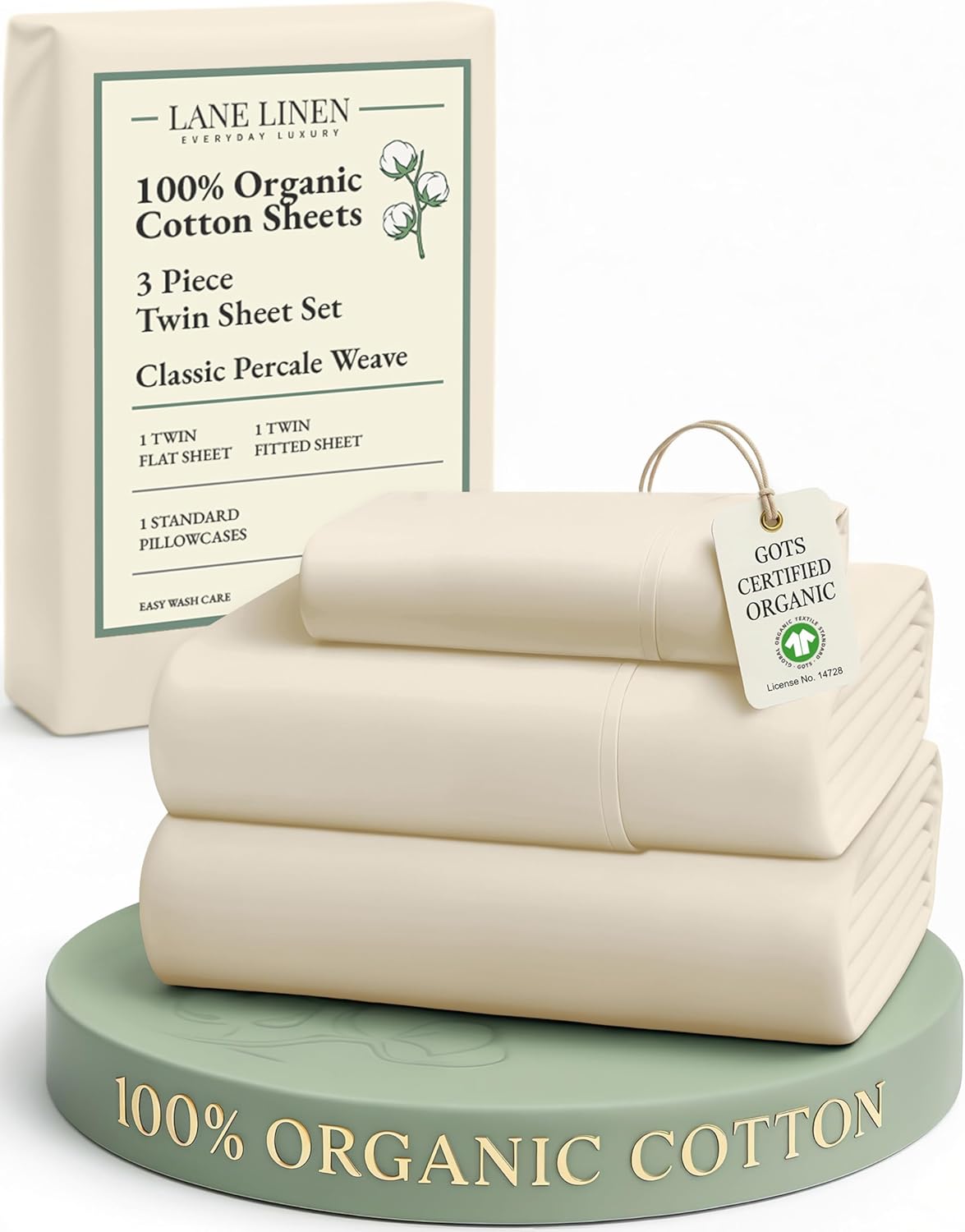 LANE LINEN 100% Organic Cotton King Size Sheets Set, Soft & Comfy All Season Breathable Sheets King Size, Percale Weave Fully Elasticized Eco Friendly Naturally Cooling King White Bed Sheets - Image 29