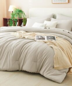 CozyLux King Comforter Set Beige, 7 Pieces Bed in a Bag Soft Bedding Comforter Set with Sheets, All Season Boho 7PC Bed Sets with Comforter, Fitted Sheets, Flat Sheets, Pillow Shams and Pillowcases