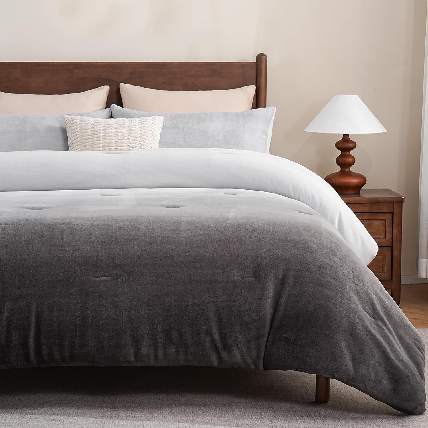 Bedbay Striped Queen Comforter Set Velvety Fleece Comforter Set Modern Style Striped Beding with 2 Pillowcases Lightweight 3 Pcs Boho Bedding Quilt Farmhouse Stripes Fluffy Bed Set for All Seasons - Image 18