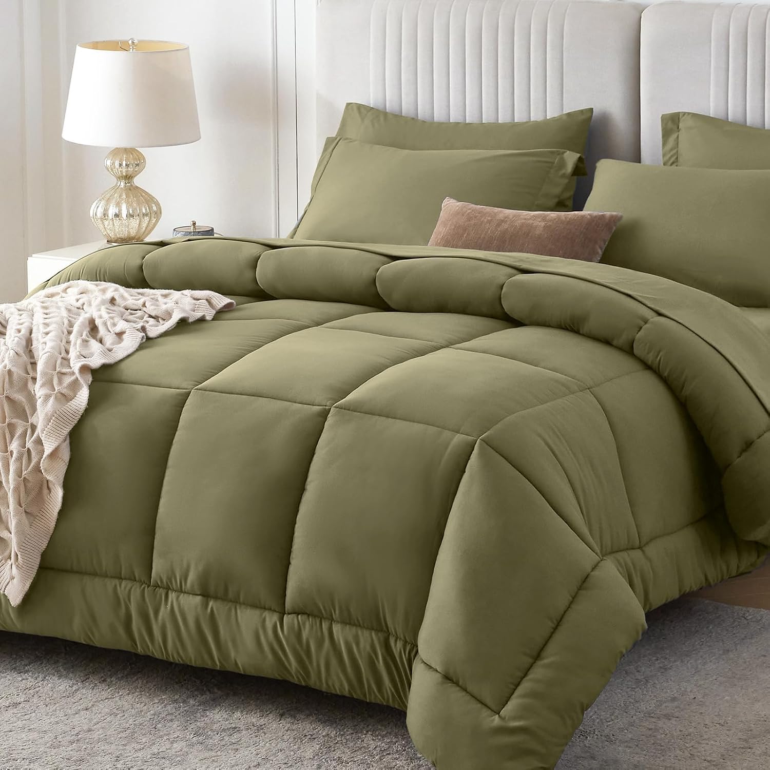 Sasttie Queen Comforter Set, 7 Pieces Bed in a Bag Queen, Complete Bedding Set Includes Grey Comforter, Flat Sheet, Fitted Sheet, Pillowcases and Pillow Shams, Dark Grey - Image 35