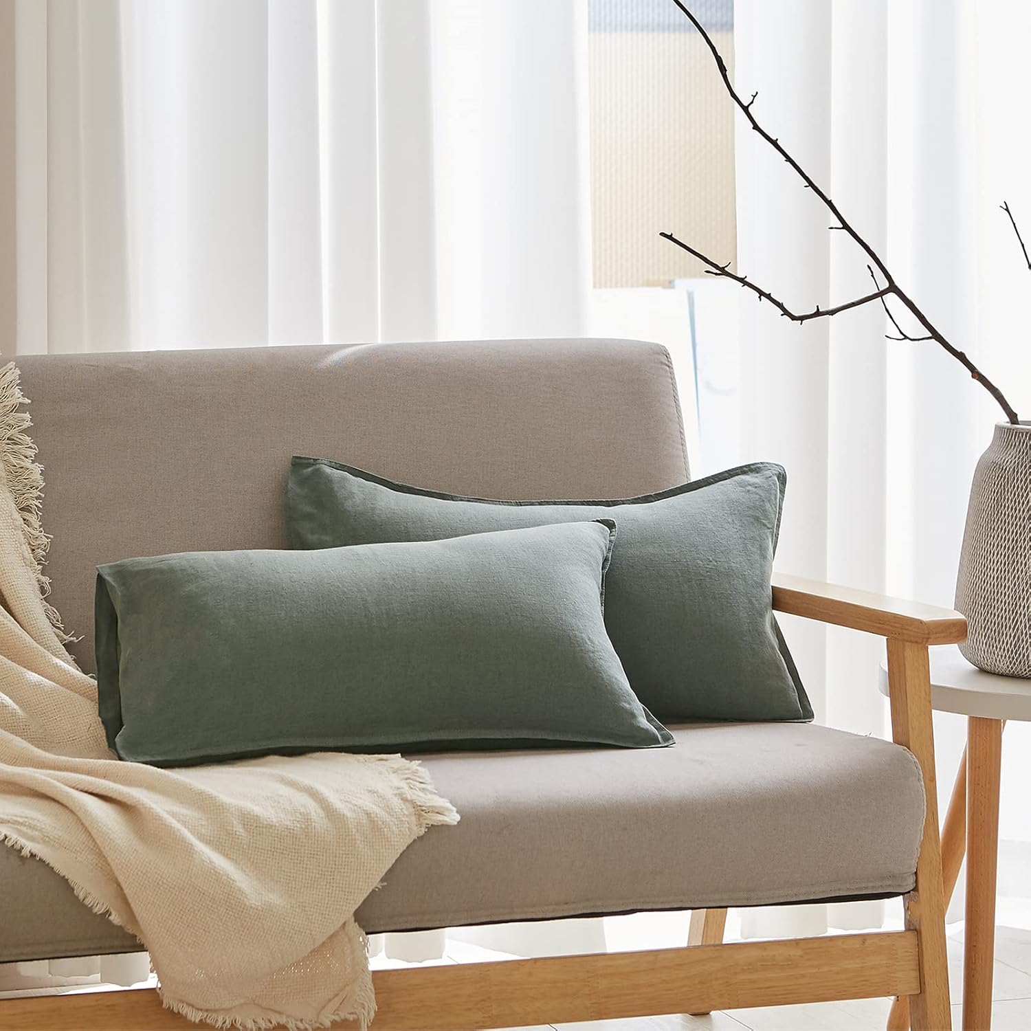 Simple&Opulence 100% Linen Duvet Cover Set with Embroidery Washed - 3 Pieces (1 Duvet Cover with 2 Pillow Shams) with Button Closure Soft Breathable Farmhouse - Linen, King Size - Image 23