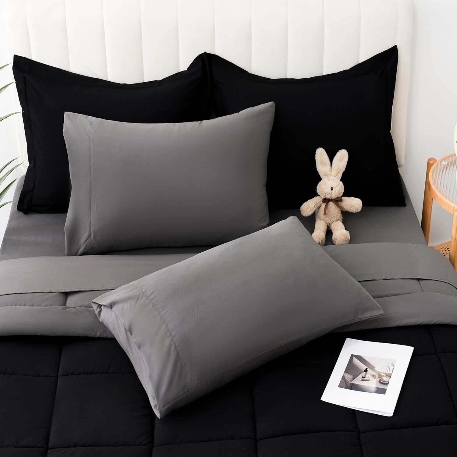 DOWNCOOL Full Size Comforter Sets, 7Pcs Full Size Bedding Sets Pink, All Season Down Alternative Bedding Comforter Sets with Comforter, Flat Sheet, Fitted Sheet, 2 Pillow Shams & 2 Pillowcases - Image 8