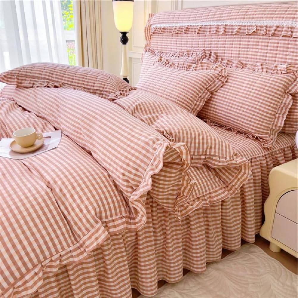 LifeTB Queen Comforter Set Tan Gingham Comforter Modern Style Beige Plaid Comforter Set 3 Pieces Fluffy Grid Checkered Comforter with 2 Pillowcases Boho Gingham Bedding Set Queen Size - Image 29