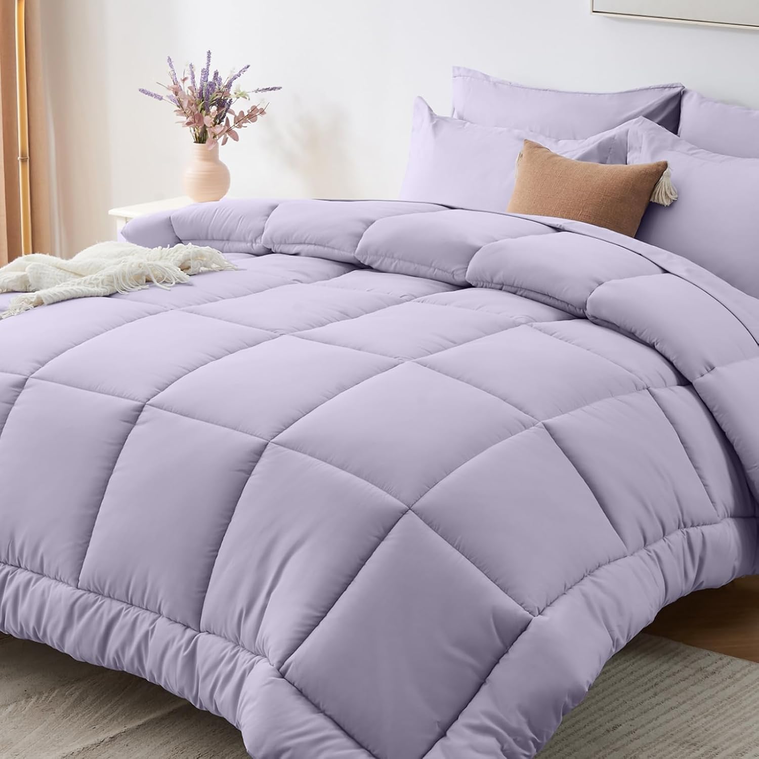 Sasttie Queen Comforter Set, 7 Pieces Bed in a Bag Queen, Complete Bedding Set Includes Grey Comforter, Flat Sheet, Fitted Sheet, Pillowcases and Pillow Shams, Dark Grey - Image 45