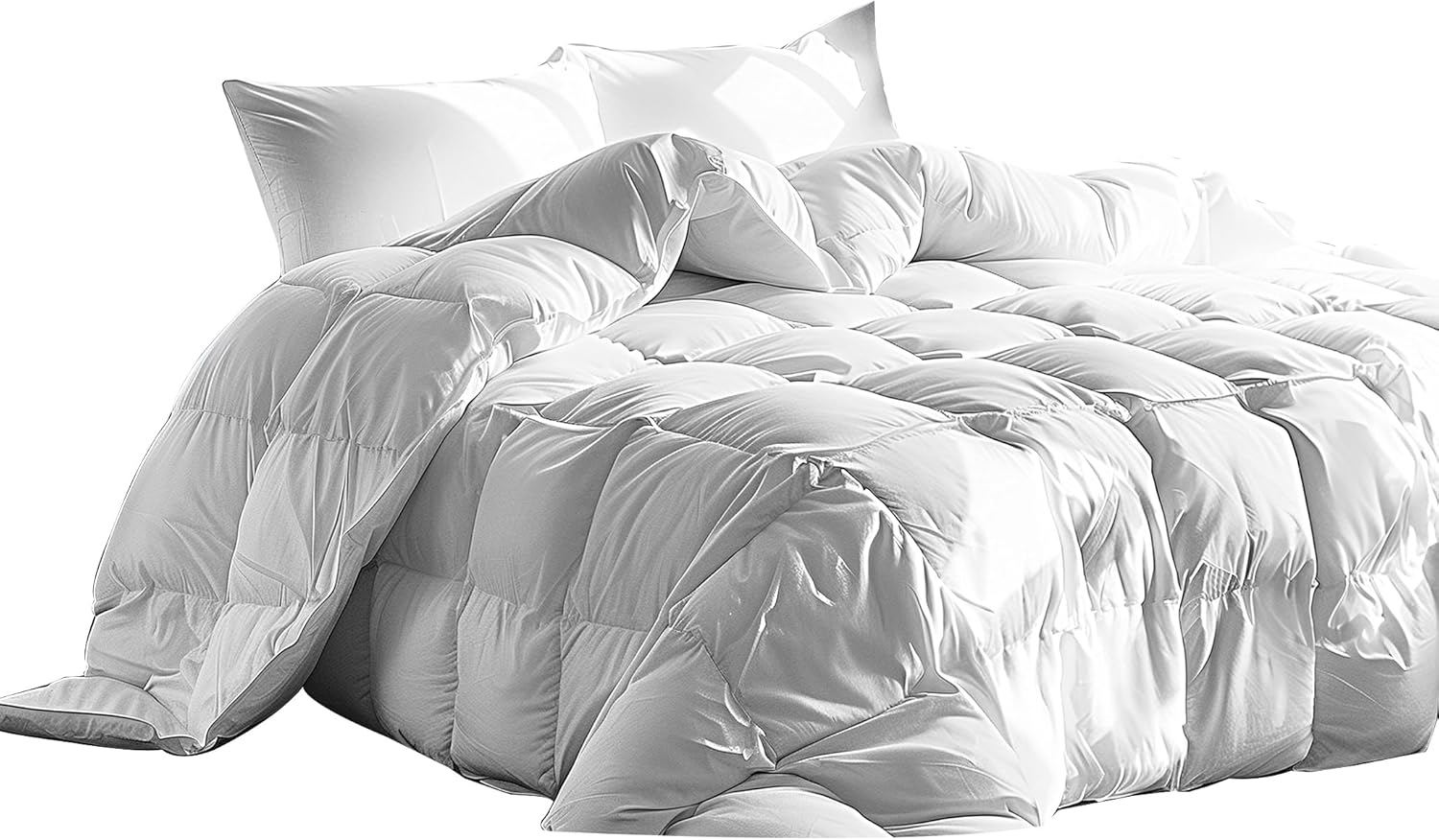 Serta Goose Feather Down Fiber Cotton Comforter King Size - 100% Cotton Duvet Insert - Hotel Luxury Hypoallergenic Bedding Comforter Extra Warmth 106 x 90 Inch White - Image 8