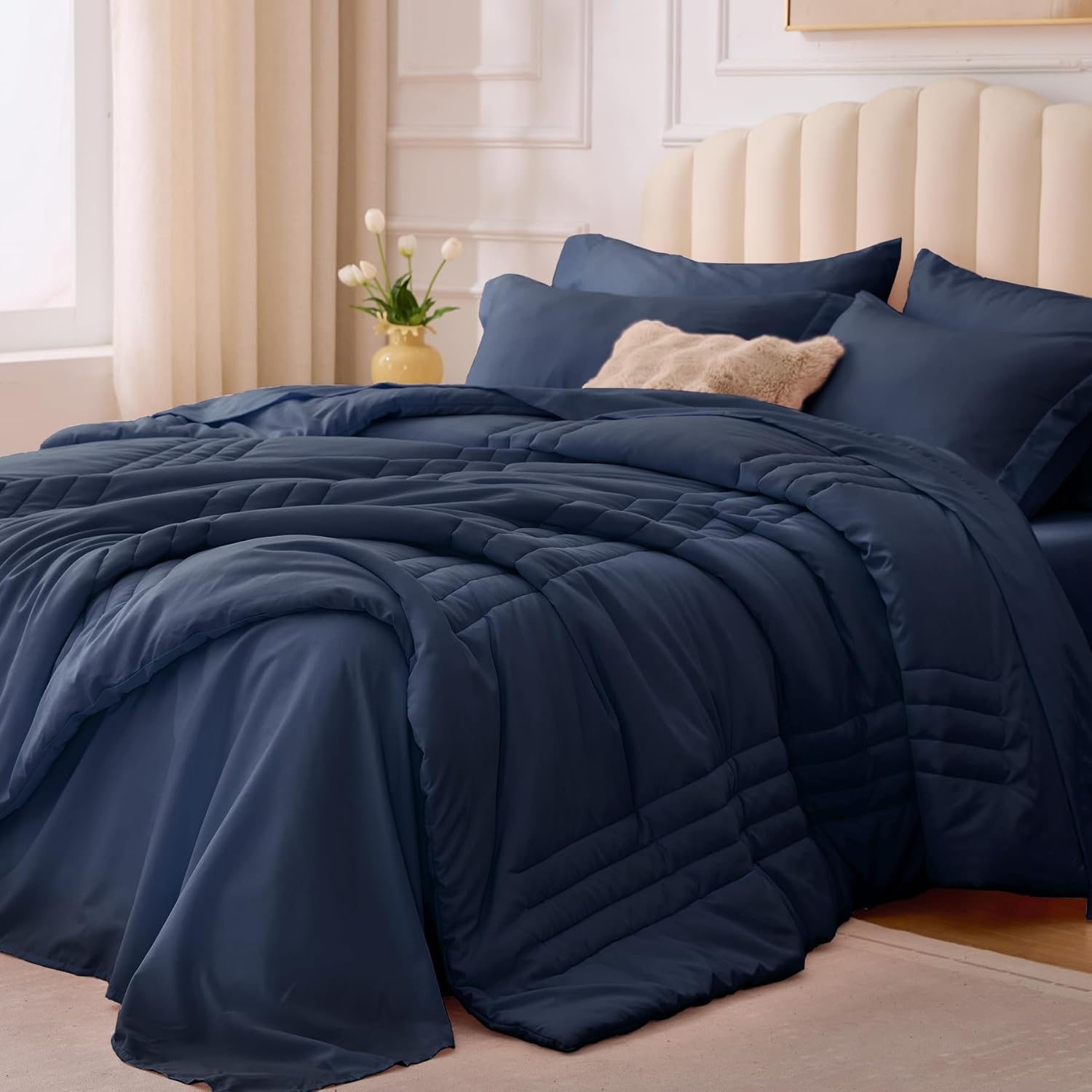 Queen Comforter Set Black - Bed in a Bag Queen Size 7 Pieces, Soft Bedding Set for All Seasons, Premium Queen Comforter Set with Comforter, Sheets, Pillowcases & Shams - Image 10