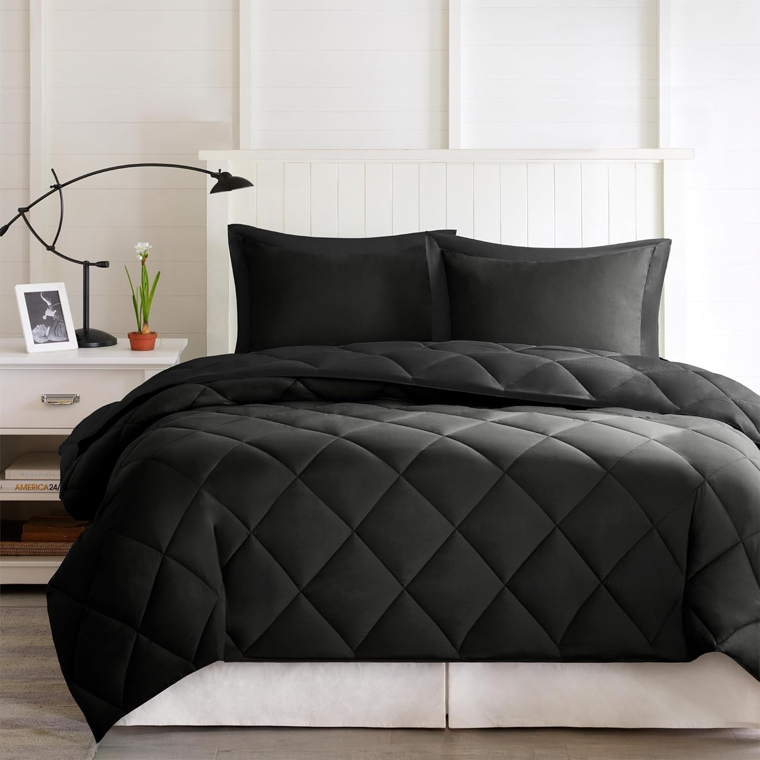 Madison Park Essentials Parkston Plaid Comforter, Matching Sham, 3M Scotchguard Stain Release Cover, Hypoallergenic All Season Bedding-Set, Full/Queen, Grey, 3 Piece - Image 7