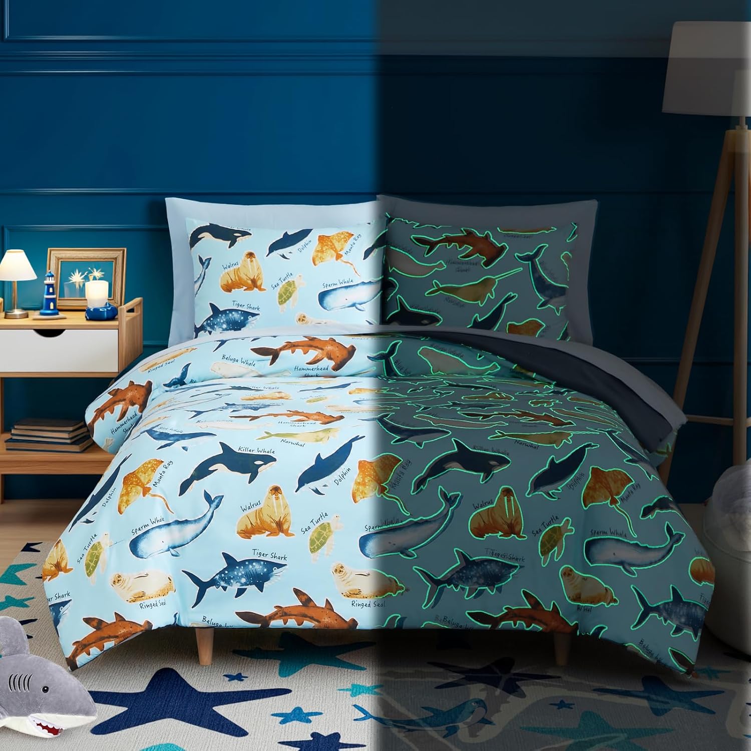 Twin Kids Comforter Set - 5 Pieces Twin Bedding Sets for Boys, Glow in The Dark Space Bed in A Bag with Sheets - Image 15