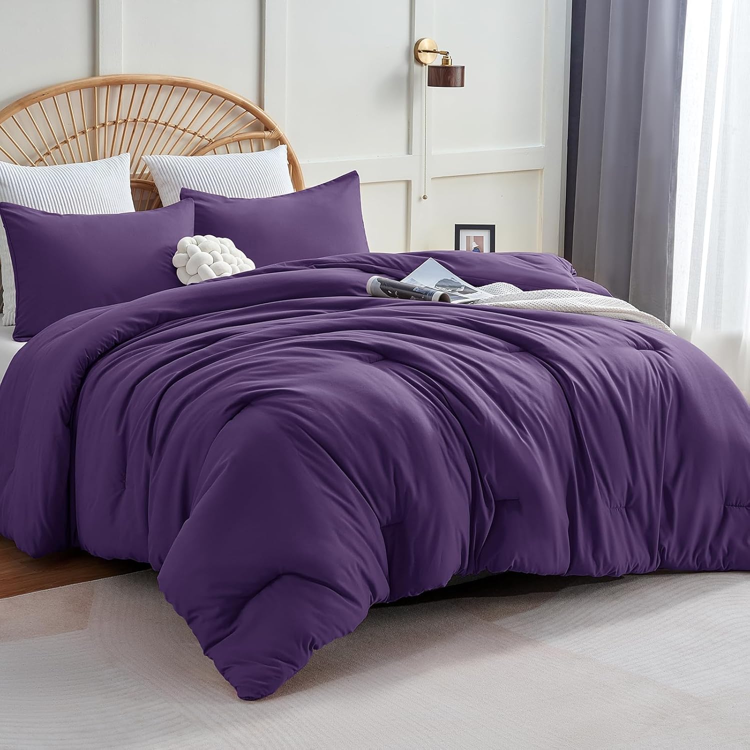 CozyLux Queen Comforter Set Black, 3 Pieces Solid Queen Comforter Breathable Quilted Style Bedding Sets, Luxury Soft Microfiber Down Alternative Comforter for All Season (1 Comforter & 2 Pillowcases) - Image 23