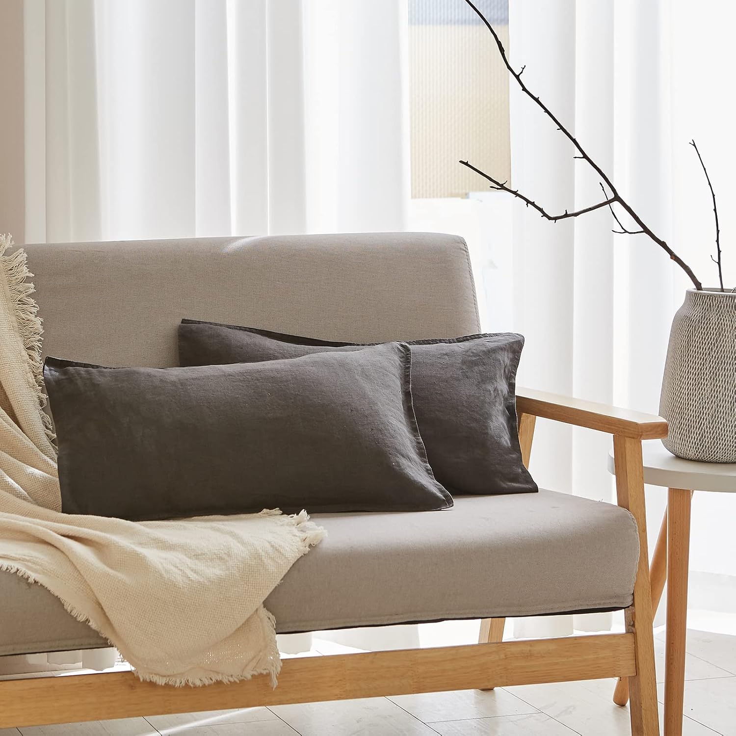 Simple&Opulence 100% Linen Duvet Cover Set with Embroidery Washed - 3 Pieces (1 Duvet Cover with 2 Pillow Shams) with Button Closure Soft Breathable Farmhouse - Linen, King Size - Image 24