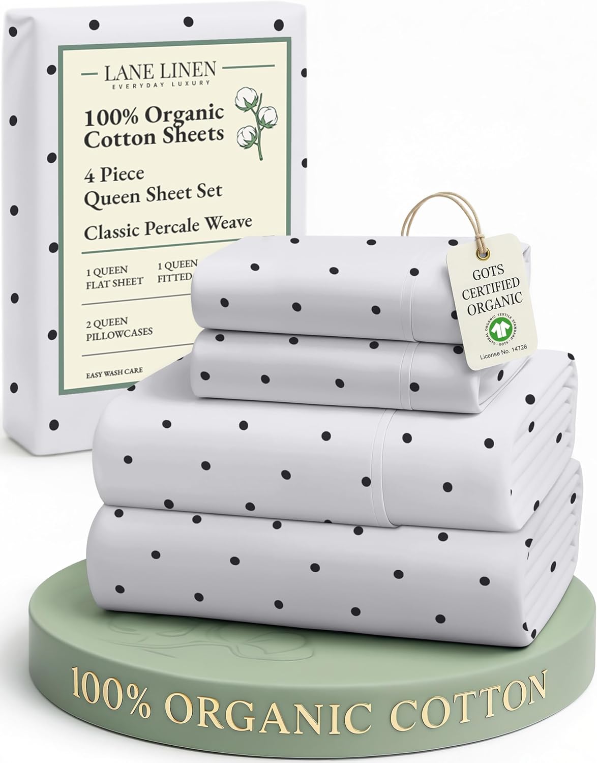 LANE LINEN 100% Organic Cotton King Size Sheets Set, Soft & Comfy All Season Breathable Sheets King Size, Percale Weave Fully Elasticized Eco Friendly Naturally Cooling King White Bed Sheets - Image 115
