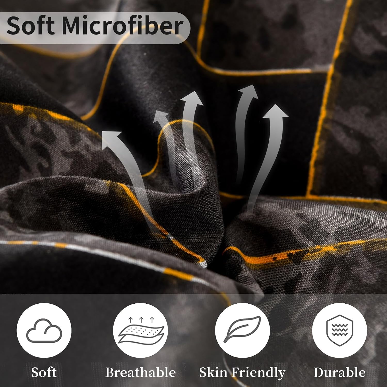 Luxudecor Burgundy Comforter Set King Size 7 Pieces Red and Black Stripe Bed in a Bag Geometric Comforter and Sheet Set, Soft Microfiber Complete Bedding Sets for All Seasons - Image 5