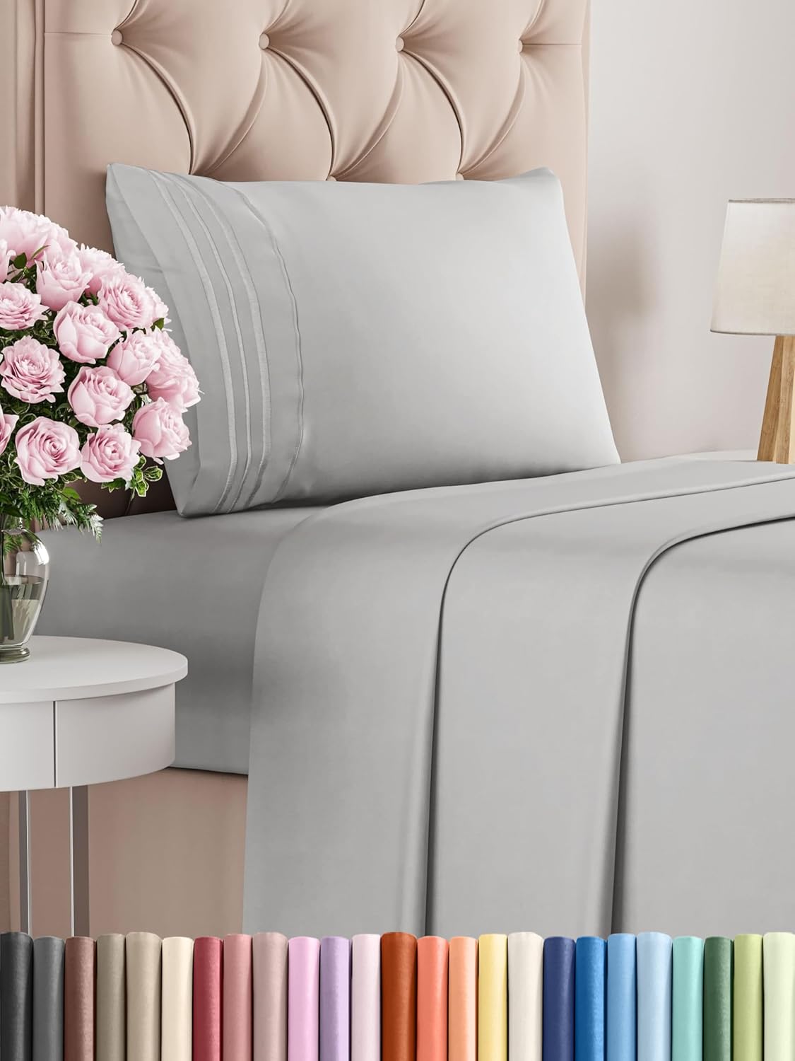 King Size 4 Piece Sheet Set - Comfy Breathable & Cooling Bed Sheets Set - Hotel Luxury Bedding for Women, Men, Kids, Teens, Boys & Girls - Deep Pockets, Soft and Wrinkle Free - Oeko-Tex - French Grey - Image 9