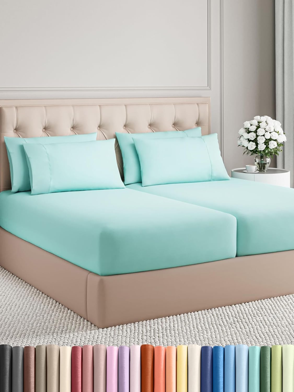 King 6 Piece Sheet Set - Cooling and Breathable Bed Sheets - Hotel Luxury Bed Sheets for Women, Men, Kids & Teens - Bedding with Deep Pockets & Easy Fit - Soft and Wrinkle Free - King Dark Grey Sheets - Image 120