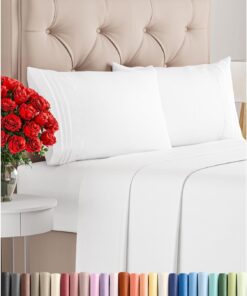 Queen Size 4 Piece Sheet Set - Comfy Breathable & Cooling Bed Sheets Set - Hotel Luxury Bedding for Women, Men, Kids & Teens - Deep Pockets, Easy Secure Fit, Soft and Wrinkle Free - Oeko-Tex - White