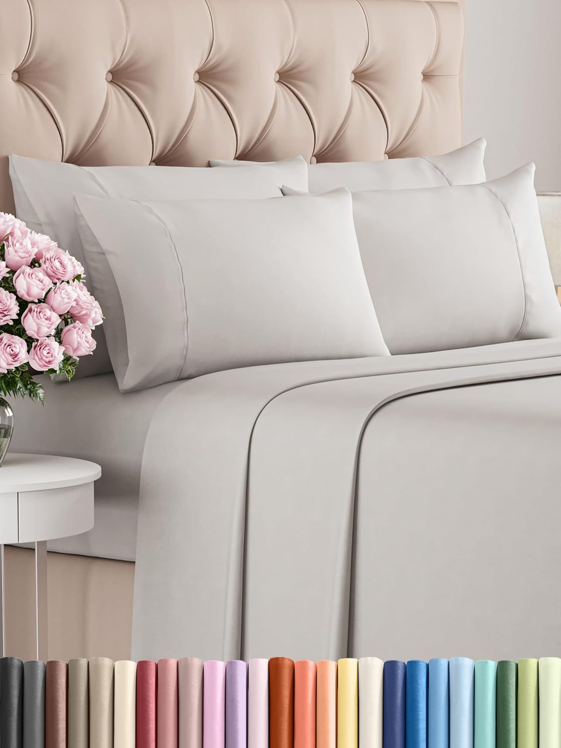 King 6 Piece Sheet Set - Cooling and Breathable Bed Sheets - Hotel Luxury Bed Sheets for Women, Men, Kids & Teens - Bedding with Deep Pockets & Easy Fit - Soft and Wrinkle Free - King Dark Grey Sheets - Image 54