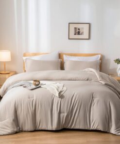 weigelia King Size Comforter Set 7 Pieces Oatmeal Comforter Set King Bed in a Bag Soft Fluffy Bedding Comforter with Sheets, Pillow Shams and Pillowcases for All Season