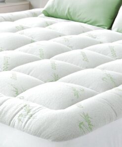 Ultra Soft Queen Size Mattress Topper - Viscose Made from Bamboo Pillow Top Mattress Pad for Back Pain Relief - Naturally Cooling for Hot Sleepers, Green