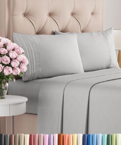 King Size 4 Piece Sheet Set - Comfy Breathable & Cooling Bed Sheets Set - Hotel Luxury Bedding for Women, Men, Kids, Teens, Boys & Girls - Deep Pockets, Soft and Wrinkle Free - Oeko-Tex - French Grey